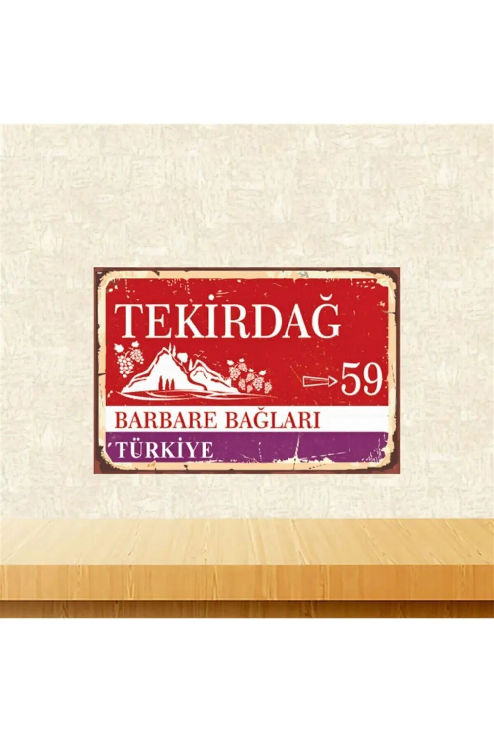 Tekirdağ Barbare Bağları 20-30 cm Retro Ahşap Tablo Tkfx5781