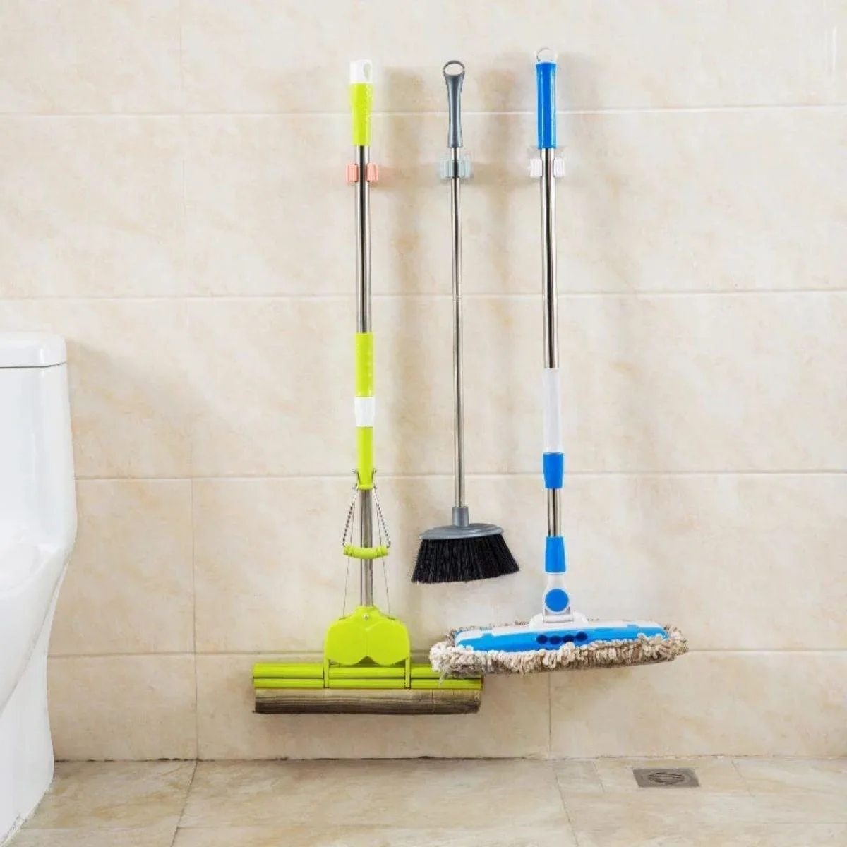 Tekli Duvara Yapışkanlı Mop Tutucu Aparat Sopa Askısı Tekli Duvara Yapışkanlı Mop Tutucu Aparat Sopa Askısı