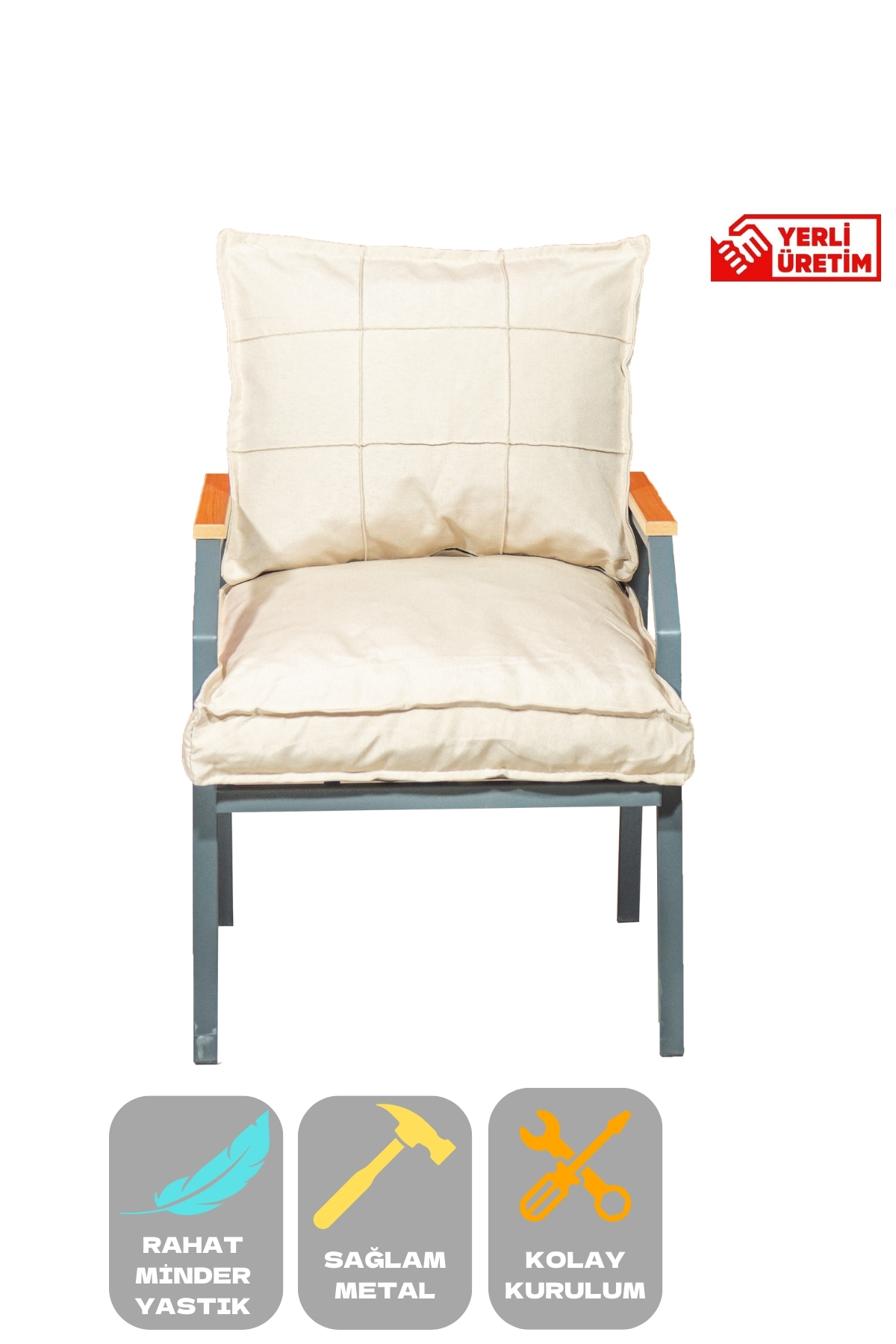 Tekli Koltuk Bahçe Mobilyası Bahçe Takımı Metal Balkon Takımı Çay