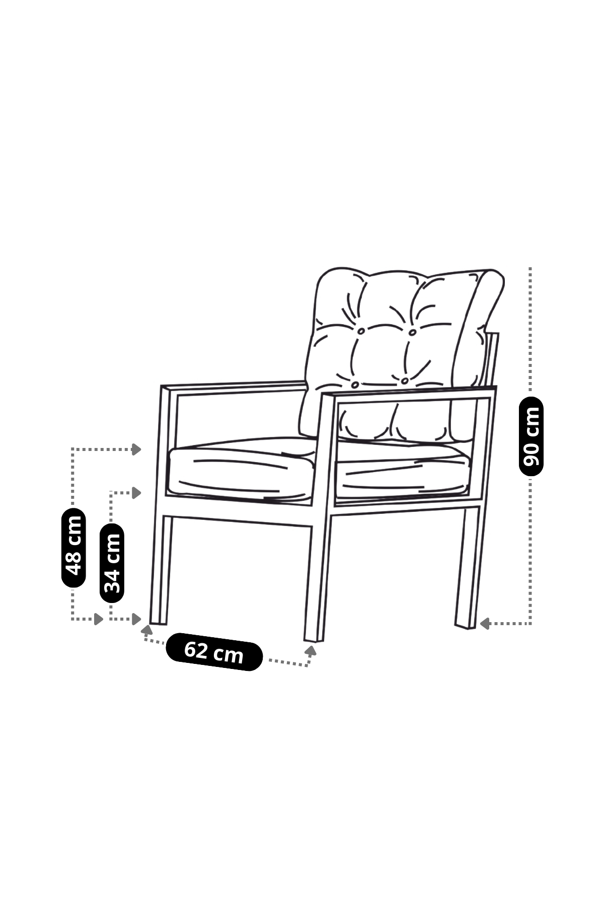 Tekli Koltuk Bahçe Mobilyası Bahçe Takımı Metal Balkon Takımı Çay