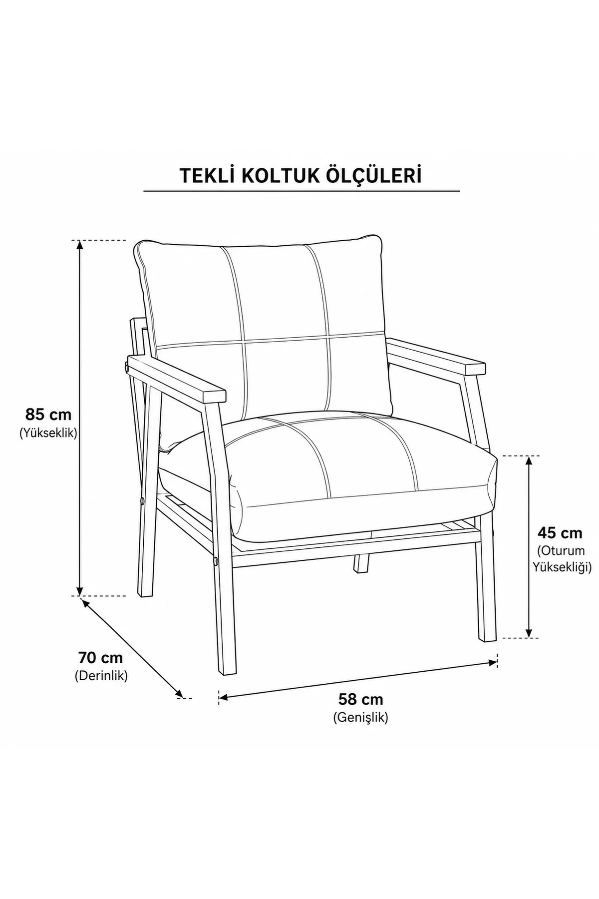 Tekli Koltuk Krem Bahçe Mobilyası Bahçe Takımı Metal Balkon Takım
