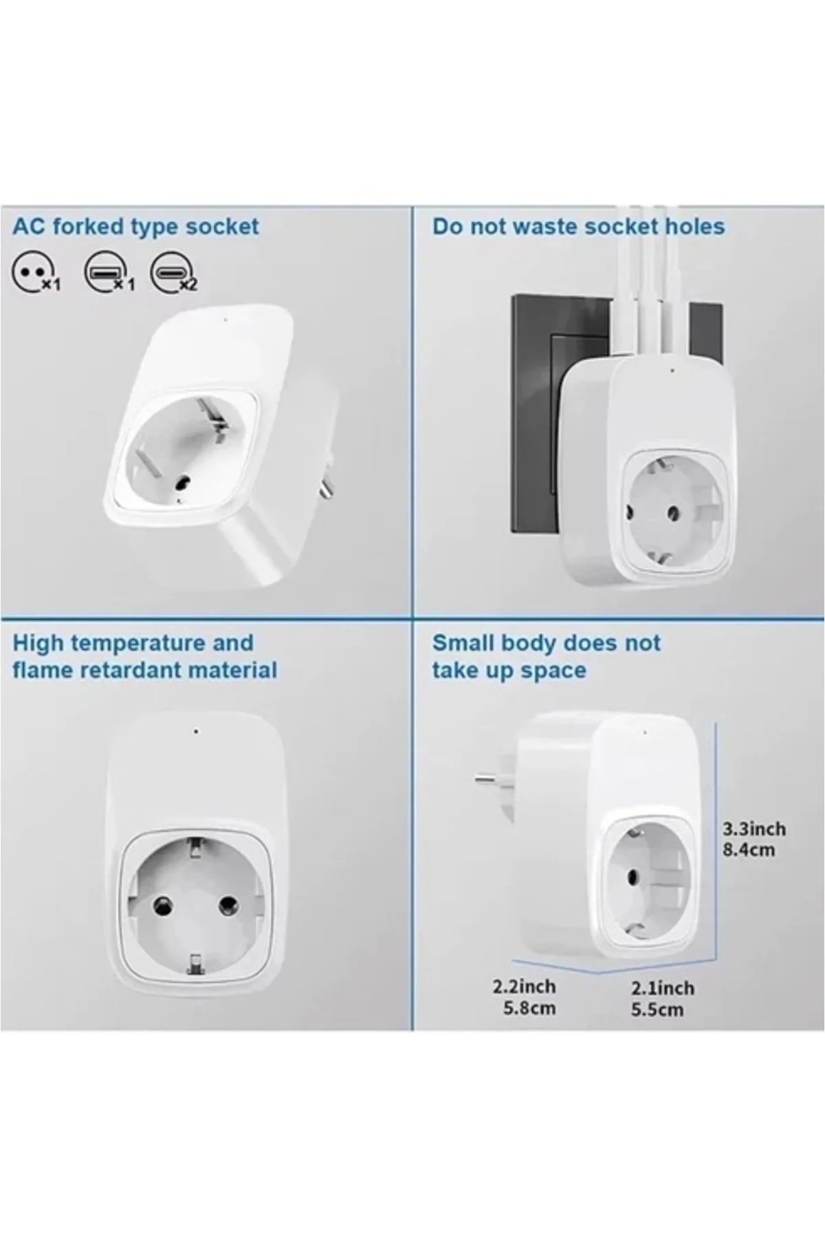 Tekli Yüksek Voltaj Korumalı Duvar Prizi 2X Type-C 1X Usb Çıkışlı Priz Grup Priz Çoğaltıcı Siyah Tekli Yüksek Voltaj Korumalı Duvar Prizi 2X Type-C 1X Usb Çıkışlı Priz Grup Priz Çoğaltıcı Siyah - Görsel 3