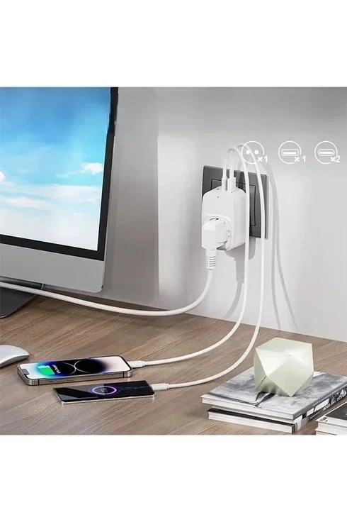 Tekli Yüksek Voltaj Korumalı Duvar Prizi 2x Type-c 1x Usb Çıkışlı Priz Grup Priz Çoğaltıcı Beyaz Tekli Yüksek Voltaj Korumalı Duvar Prizi 2x Type-c 1x Usb Çıkışlı Priz Grup Priz Çoğaltıcı Beyaz
