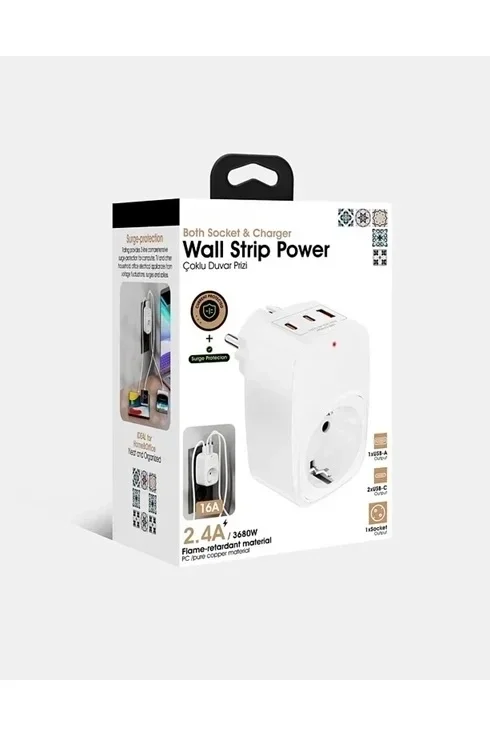 Tekli Yüksek Voltaj Korumalı Duvar Prizi 2x Type-c 1x Usb Çıkışlı Priz Grup Priz Çoğaltıcı Beyaz Tekli Yüksek Voltaj Korumalı Duvar Prizi 2x Type-c 1x Usb Çıkışlı Priz Grup Priz Çoğaltıcı Beyaz