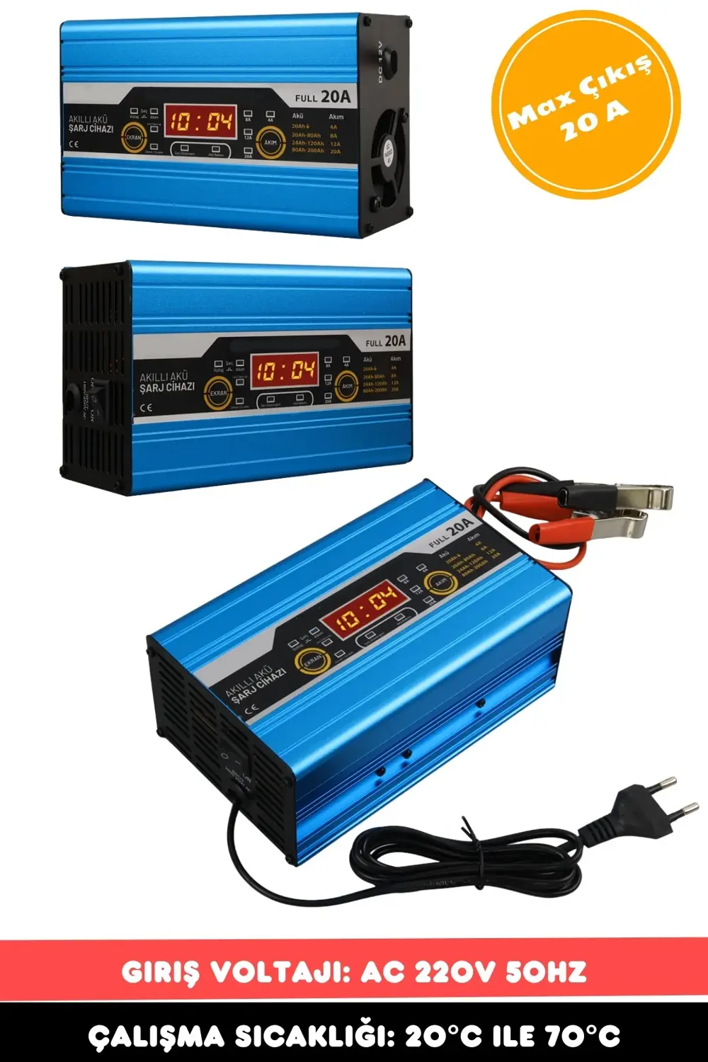 Tekne Karavan Araç Motorsiklet AC 220V 50Hz Maşalı  Akü Şarj Ciha