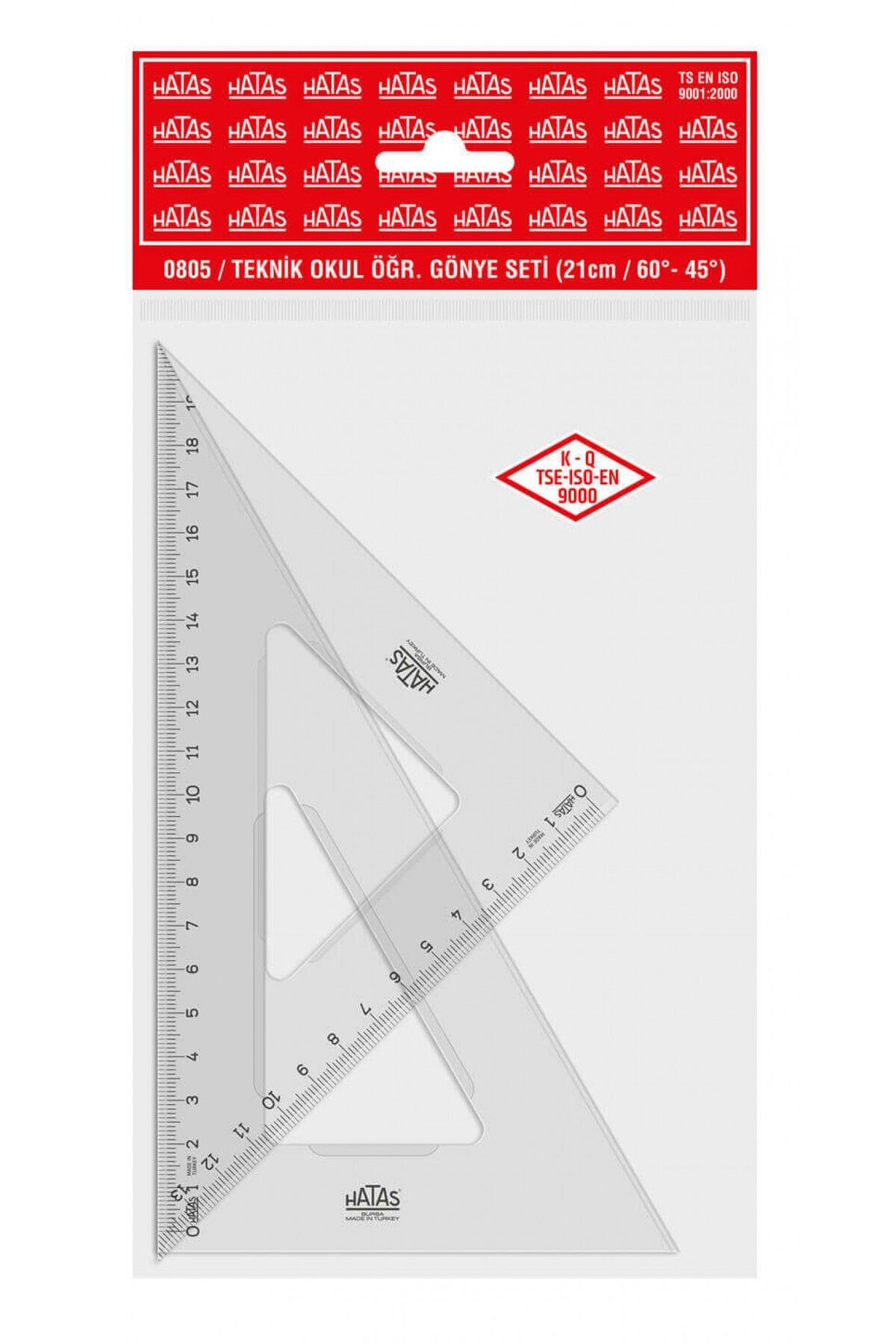 Hatas Teknik Okul Öğrenci Gönye Seti 21Cm/60°-45°
