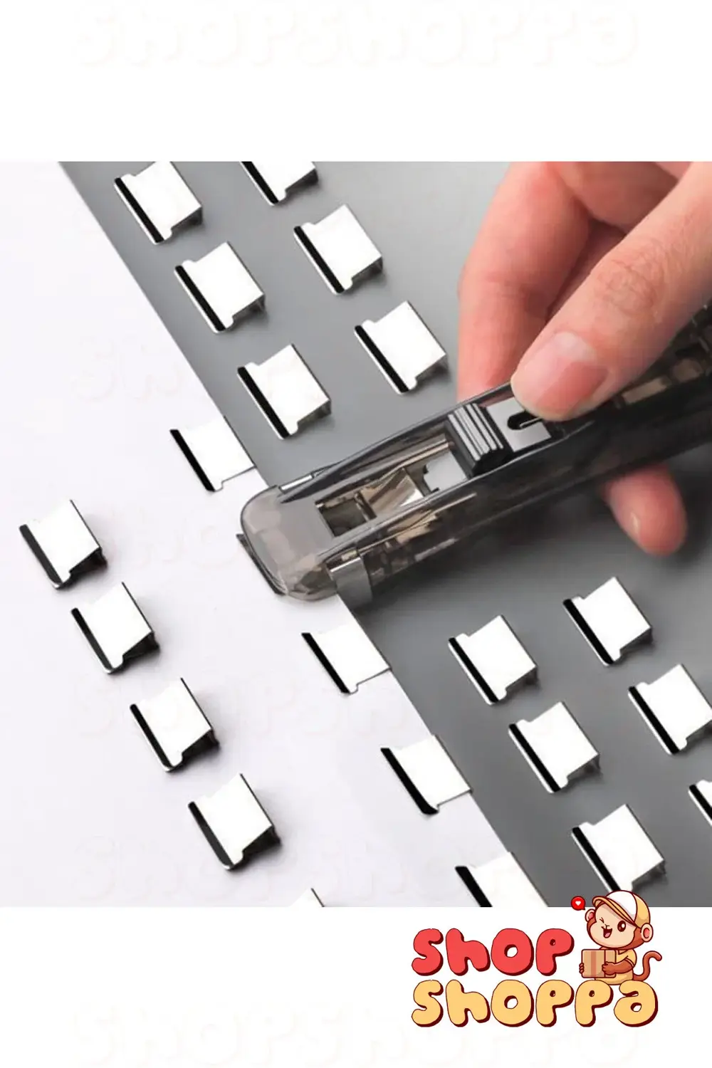 Tekrar Kullanılabilir Pratik Zımba Makinesi + 8 Adet Zımba, İtme-