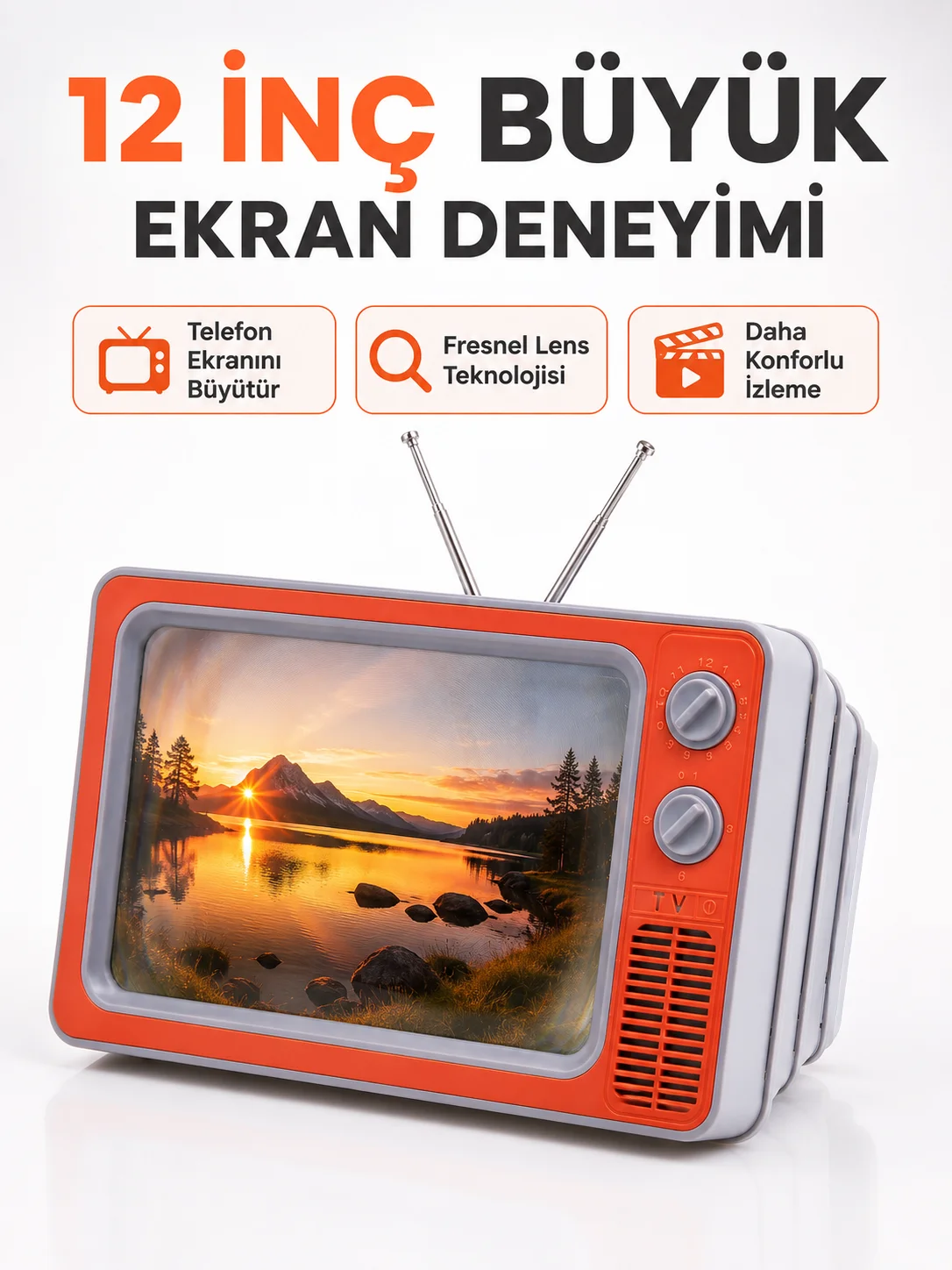 Telefon Ekran Büyütücü 3D HD Lens Retro TV Görünümlü Katlanabilir Mobil Ekran