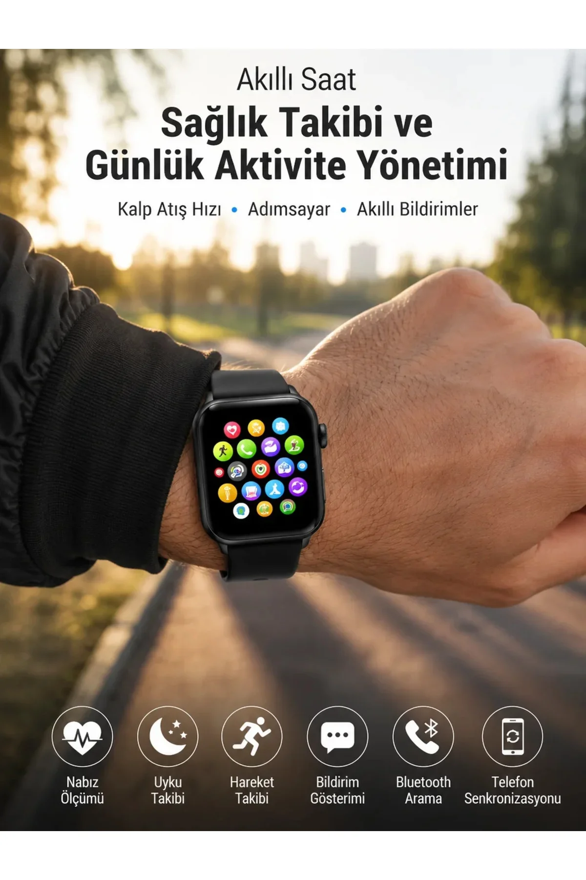 Telefon Görüşmesi Destekli, Nabız Ölçümü ve Uyku izi Özelliklerine Sahip Akıllı Saat Telefon Görüşmesi Destekli, Nabız Ölçümü ve Uyku izi Özelliklerine Sahip Akıllı Saat