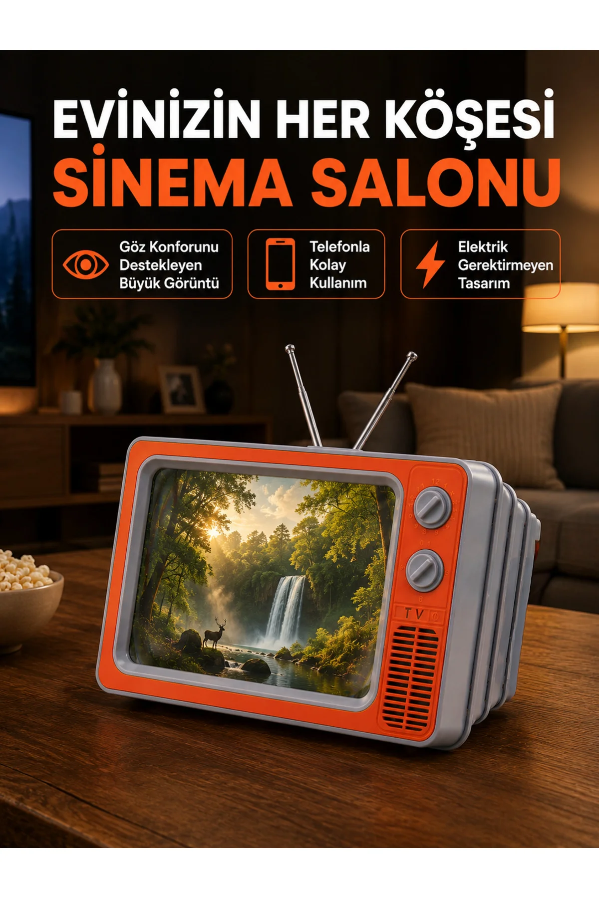 Telefon İçin 12 İnç Ekran Büyütücü Retro Televizyon Tasarımı HD Film İzleme Katlanabilir Stand Telefon İçin 12 İnç Ekran Büyütücü Retro Televizyon Tasarımı HD Film İzleme Katlanabilir Stand
