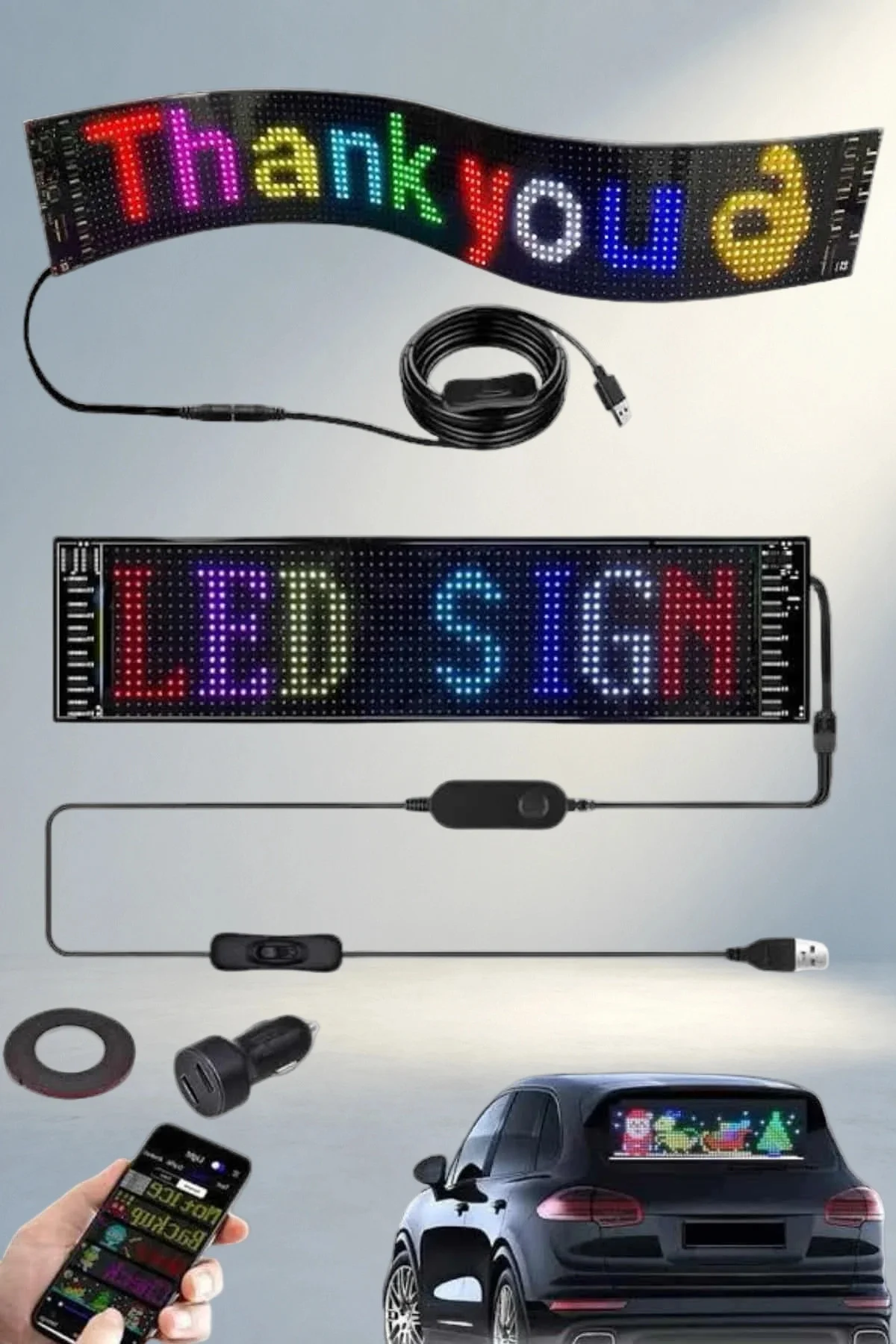Telefon Kontrollü Led Ekran 16X96 Cama Yapışan Panel Telefon Kontrollü Led Ekran 16X96 Cama Yapışan Panel