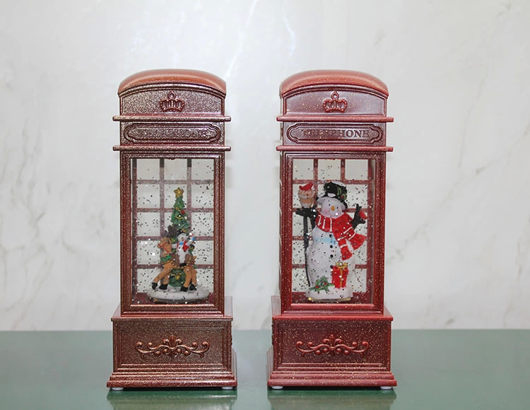 Just Cheap Store Telefon Kulübesi Tasarimi Yilbaşi Temali İşikli Müzikli Kar Küres
