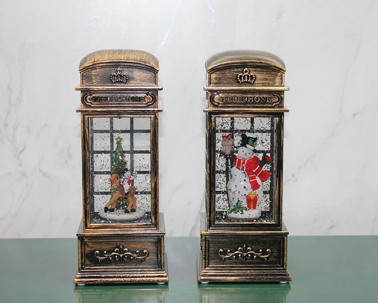 Telefon Kulübesi Tasarımı Yılbaşı Temalı Işıklı Müzikli Kar Küres