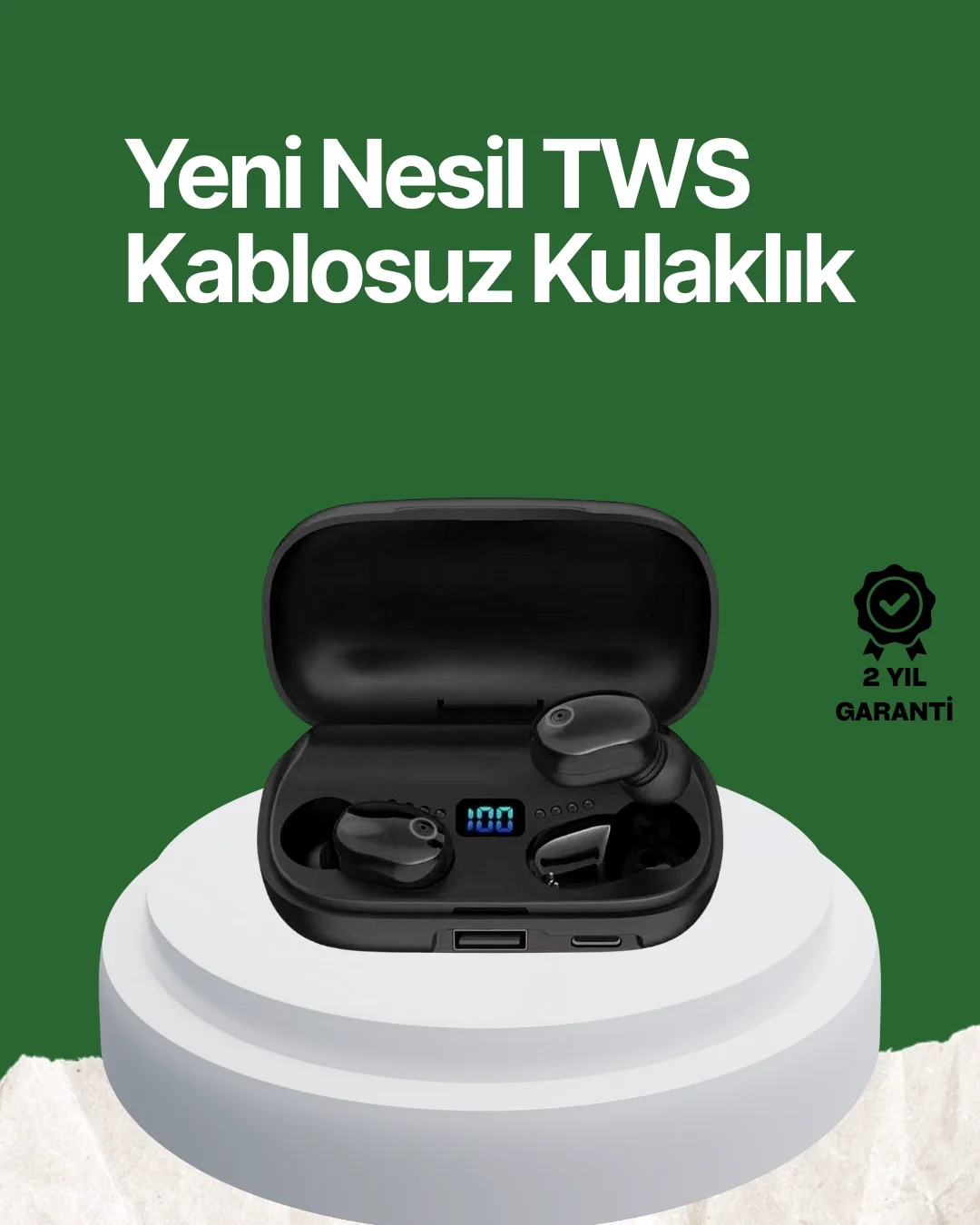 Telefon Şarj Destekli 1800 mAh A10s TWS Kablosuz Kulak İçi Kulakl