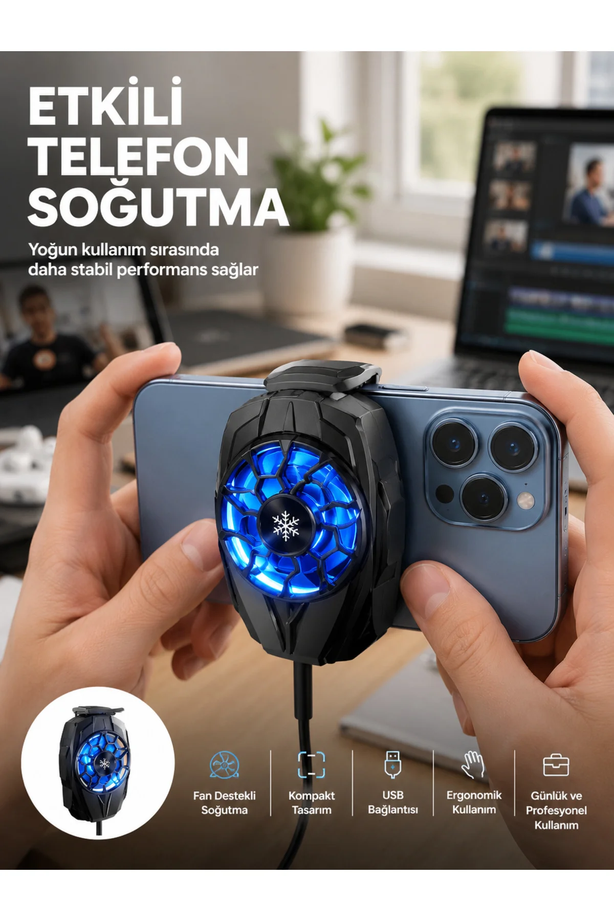 Telefon Soğutucu Fan Güçlü Motor Radyatör Cep Telefon Soğutma