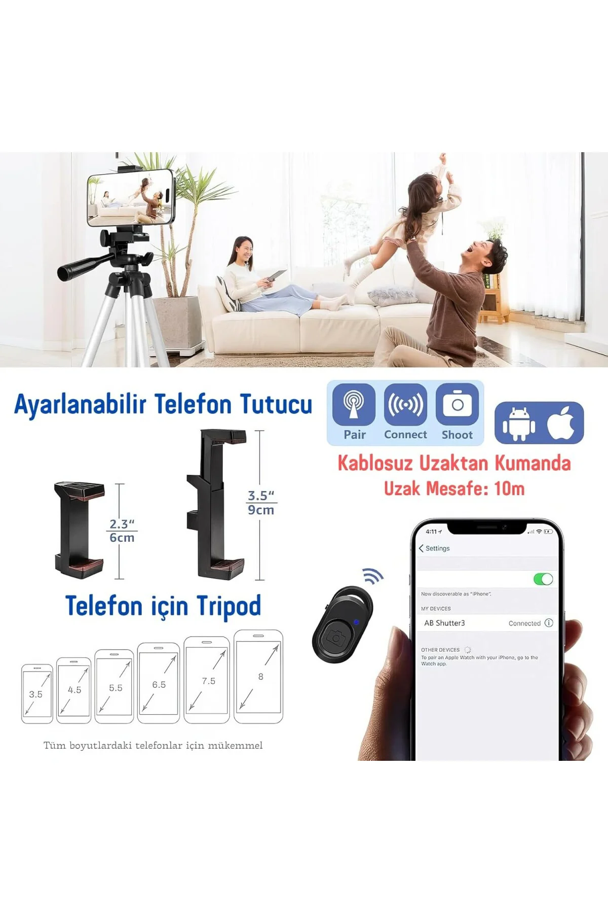Telefon Tripodu – 33-110cm Katlanabilir Tripod Telefon Tutucu, 36 Telefon Tripodu – 33-110cm Katlanabilir Tripod Telefon Tutucu, 36