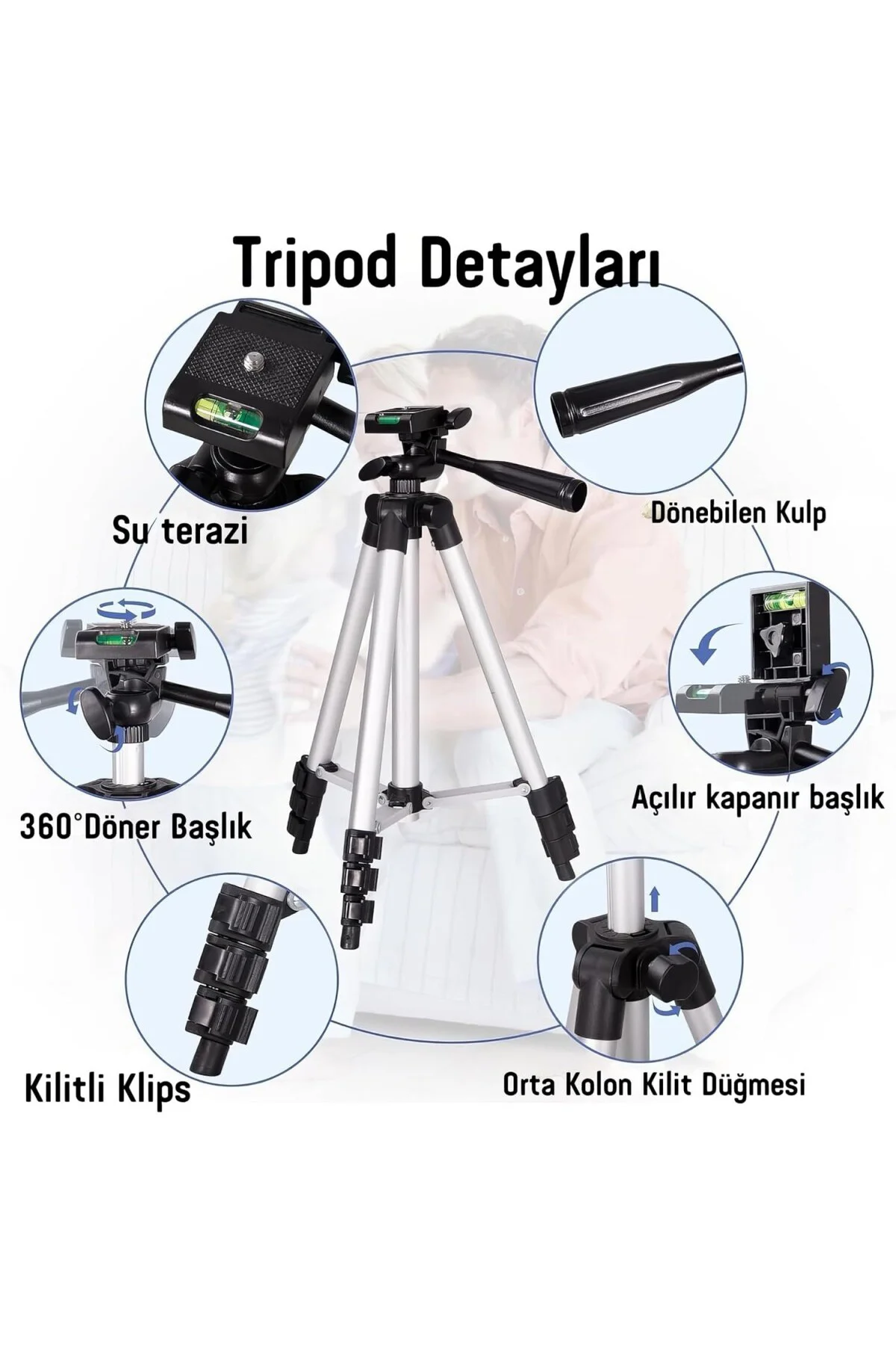 Telefon Tripodu – 33-110cm Katlanabilir Tripod Telefon Tutucu, 36 Telefon Tripodu – 33-110cm Katlanabilir Tripod Telefon Tutucu, 36