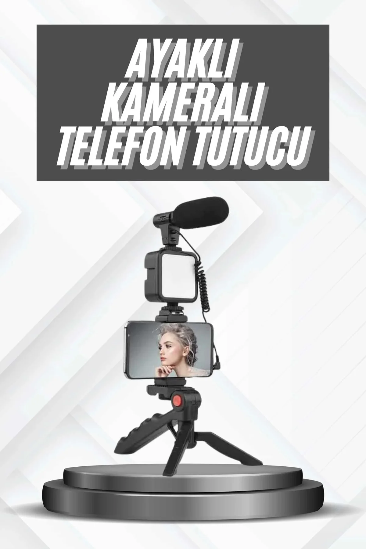 Telefon Tutucu krofonlu Işıklı Youtuber Video Kayıt Telefon Tutucu krofonlu Işıklı Youtuber Video Kayıt