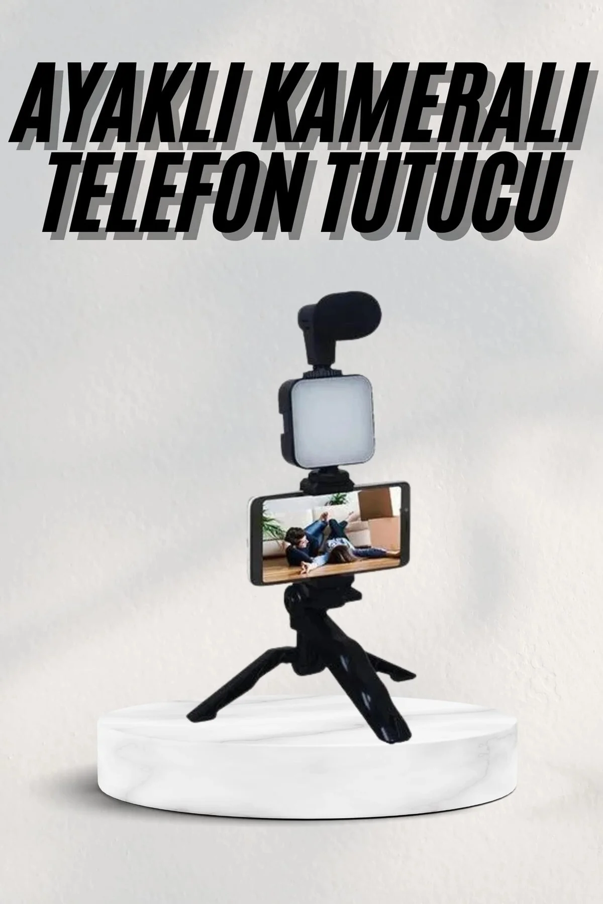 Telefon Tutucu Led Işıklı Kumandalı Mikrofon Telefon Vlog Video Kayıt Telefon Tutucu Led Işıklı Kumandalı Mikrofon Telefon Vlog Video Kayıt