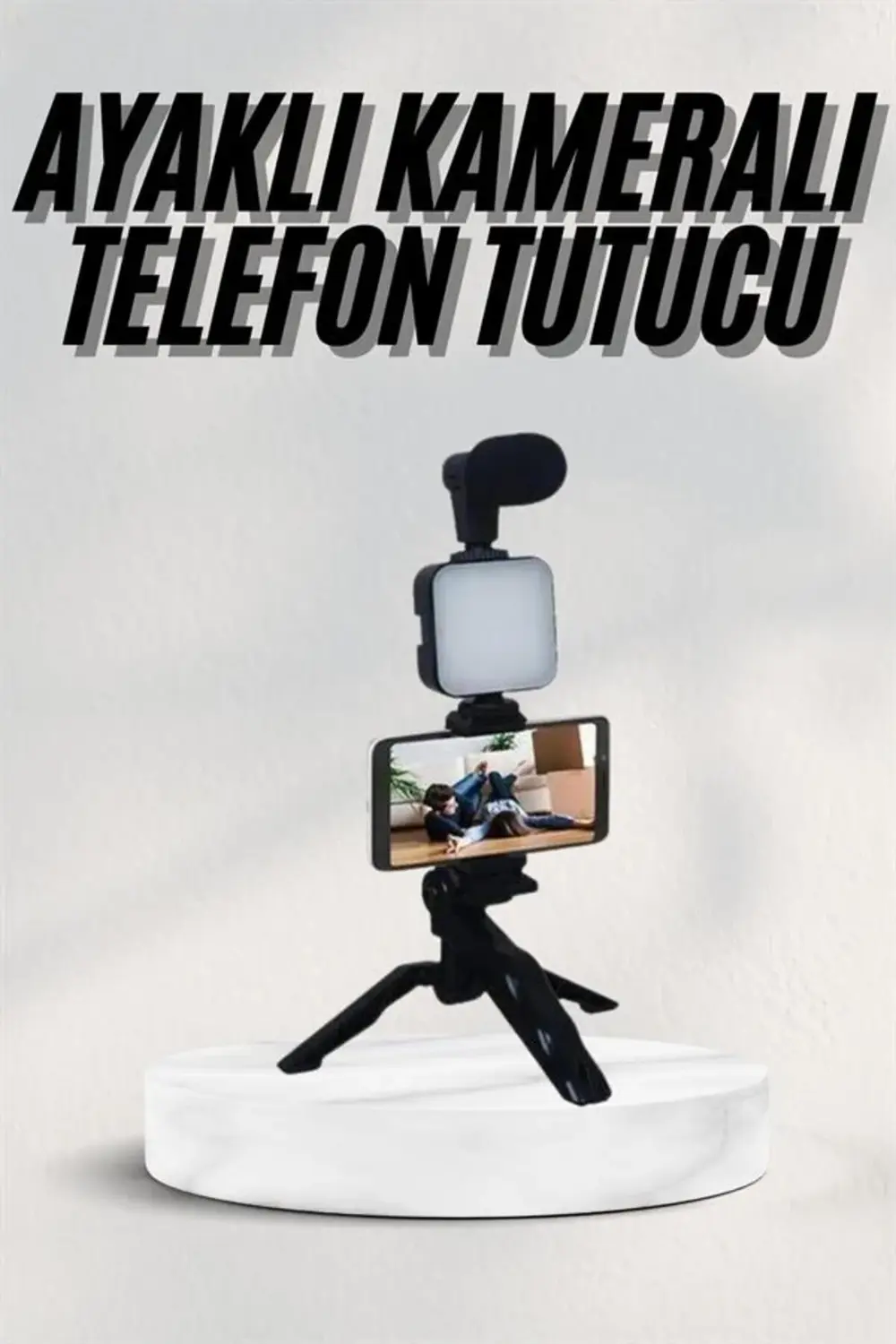 Telefon Tutucu Led Işıklı Kumandalı Mikrofon Telefon Vlog Video K