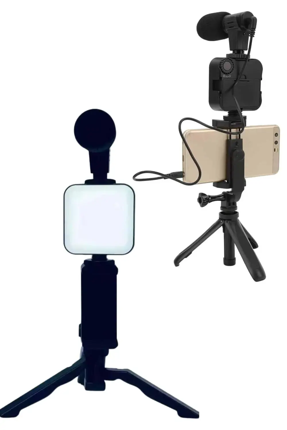 Telefon Tutucu Led Işıklı Kumandalı Mikrofon Telefon Vlog Video K