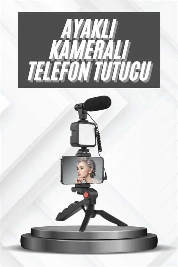 Telefon Tutucu Mikrofonlu Işıklı Youtuber Video Kayıt Telefon Tutucu Mikrofonlu Işıklı Youtuber Video Kayıt