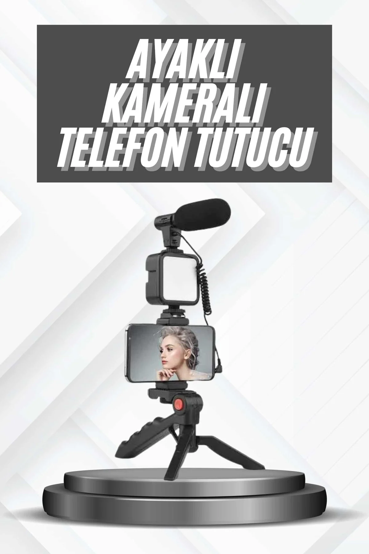 Telefon Tutucu Mikrofonlu Işıklı Youtuber Video Kayıt