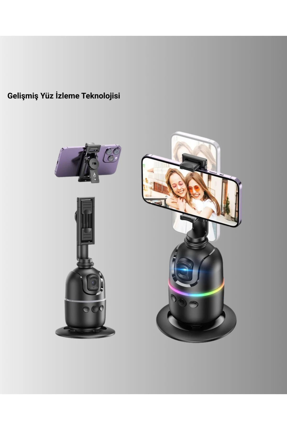Telefon Ve Kamera Uyumlu 360° Otomatik Takipli Akıllı Masa Tripodu