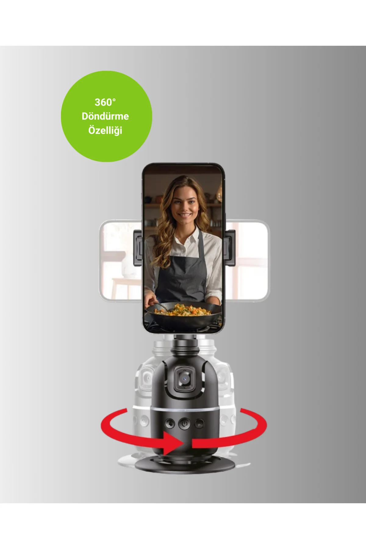Telefon Ve Kamera Uyumlu 360° Otomatik Takipli Akıllı Masa Tripodu
