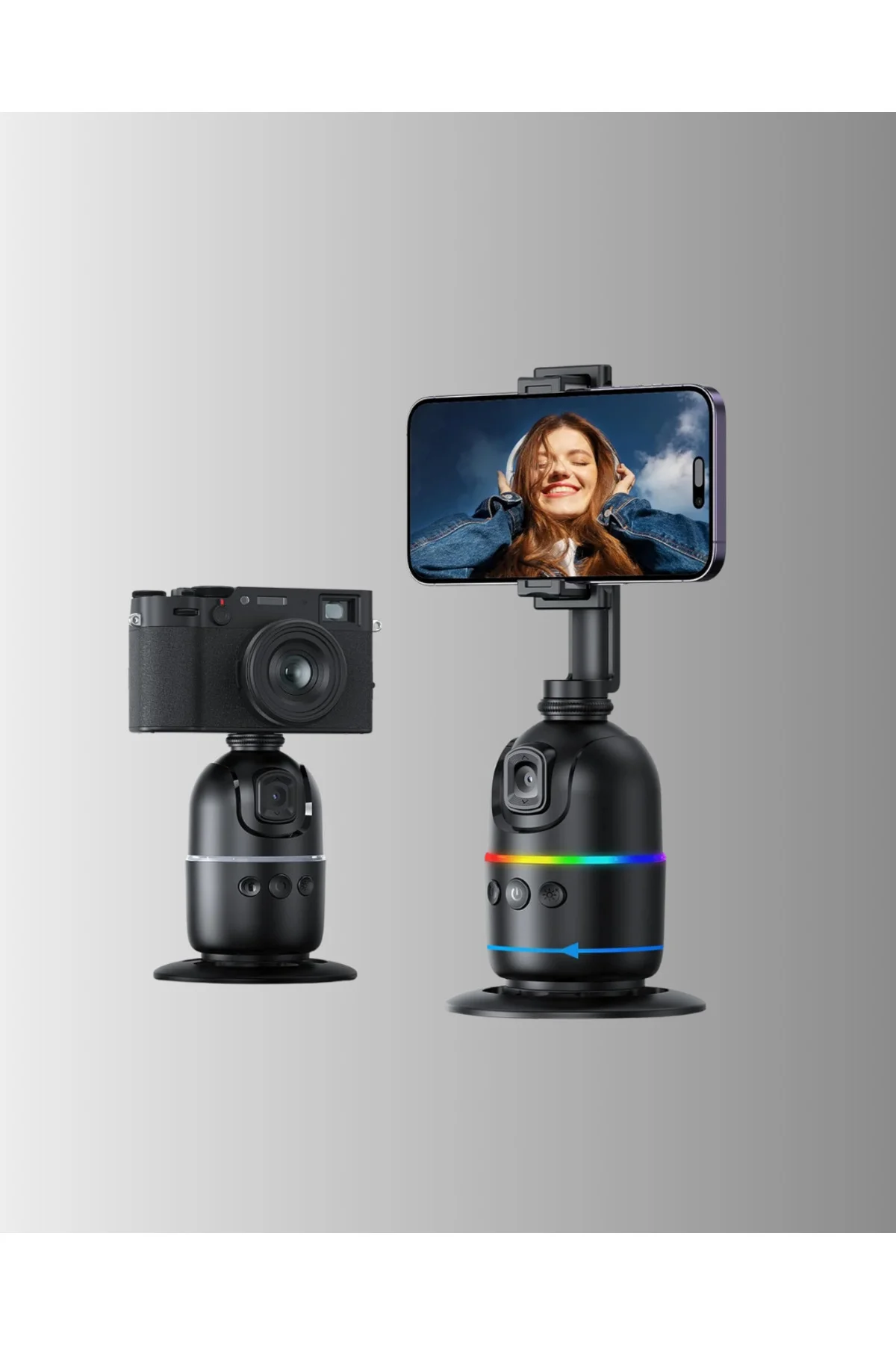 Telefon ve Kamera Uyumlu 360° Otomatik Takipli Akıllı Masa Tripod