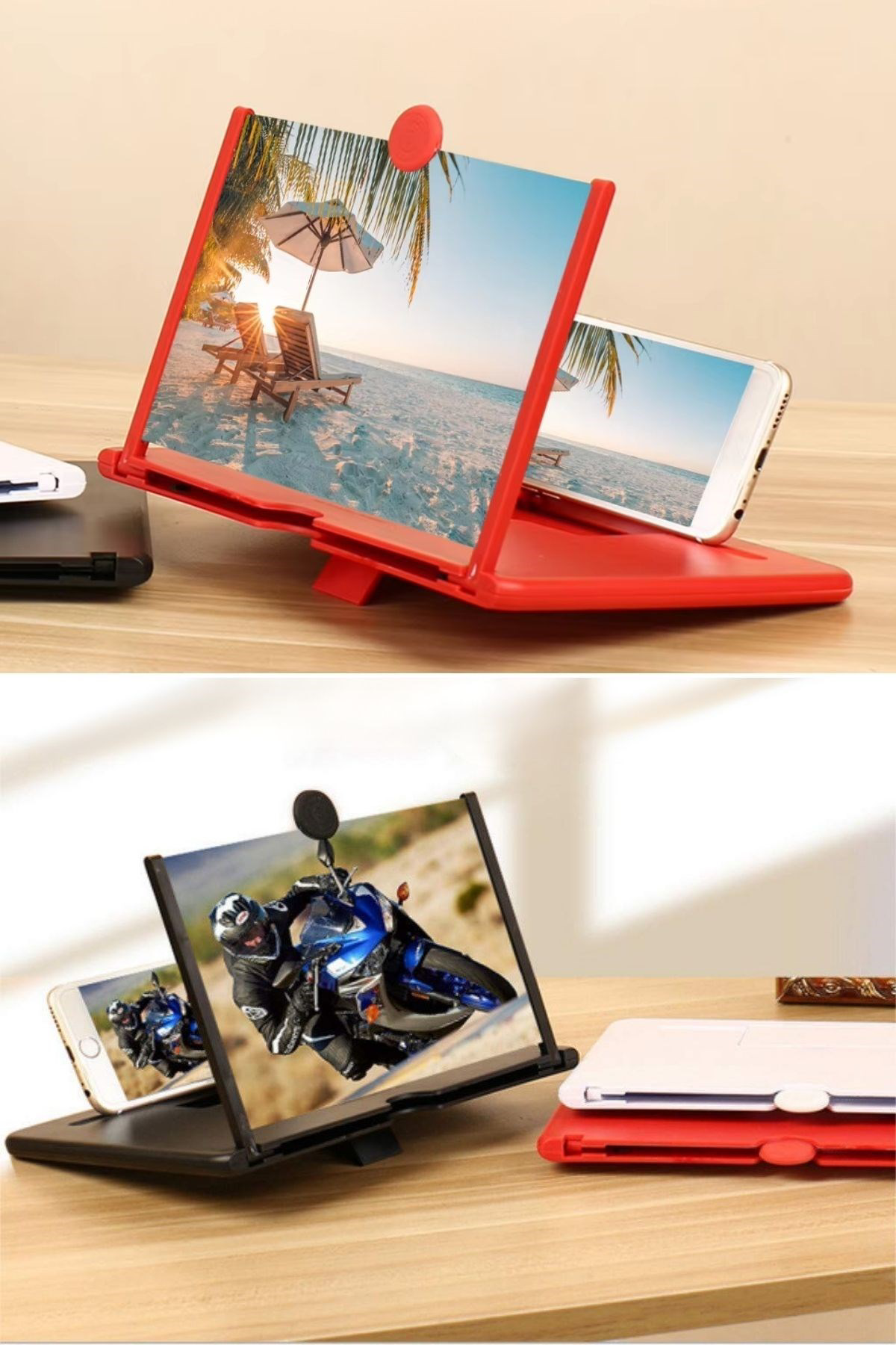 Telefon ve Tablet Ekran Yakınlaştırıcı Aparat Kırmızı (4490)