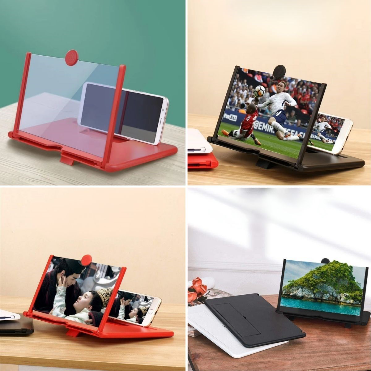 Telefon ve Tablet Ekran Yakınlaştırıcı Aparat Kırmızı (4490)