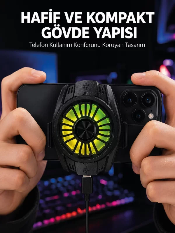 Telefon ve Tablet Uyumlu Manyetik Mobil Soğutucu Fan - Hafif, Sessiz ve Ergonomik