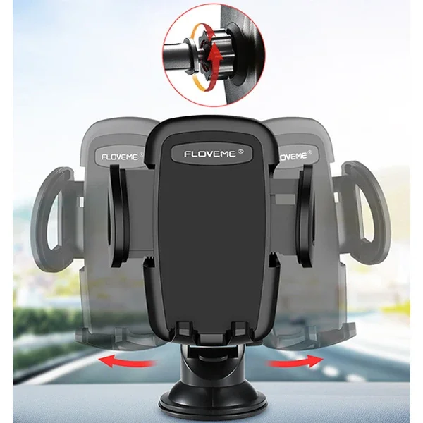 Teleskopik Araba Telefon Tutucu 360° Döner Vantuzlu - 3.8"-6.5" Universal