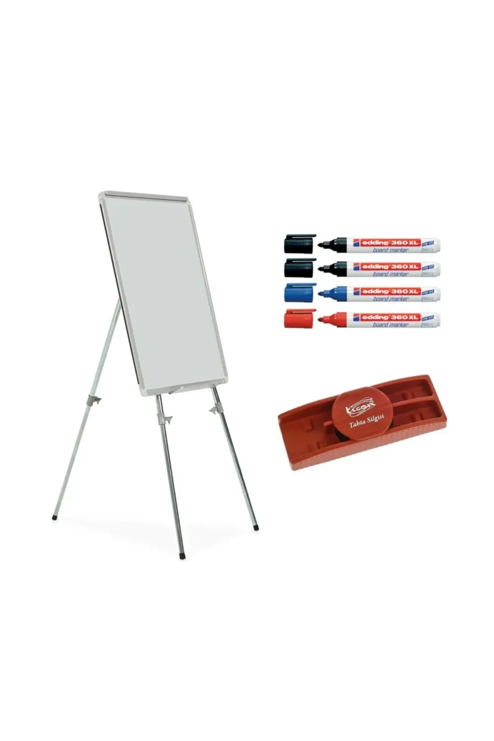 Teleskopik Ayaklı Yazı Tahtası 50 X 70 Cm + 4 Adet Tahta Kalemi +