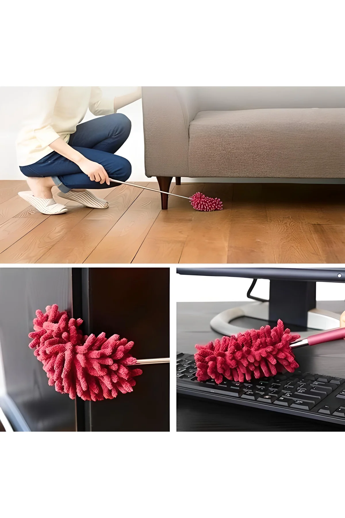 Teleskopik Mikrofiber Pratik Uzayabilen Toz Alma Fırçası Aparatı