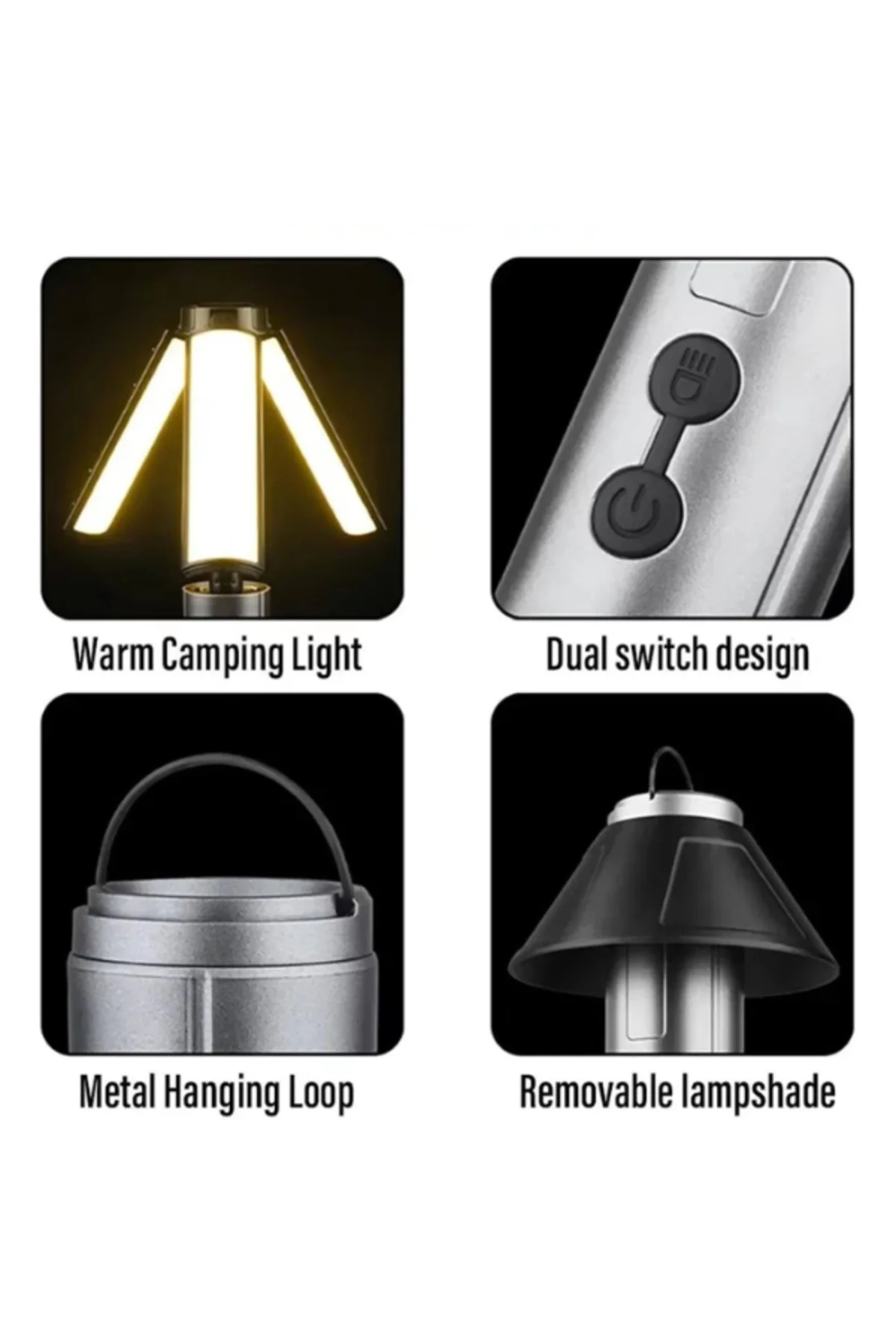 Teleskopik Şarj Edilebilir Çadır Kamp Işığı