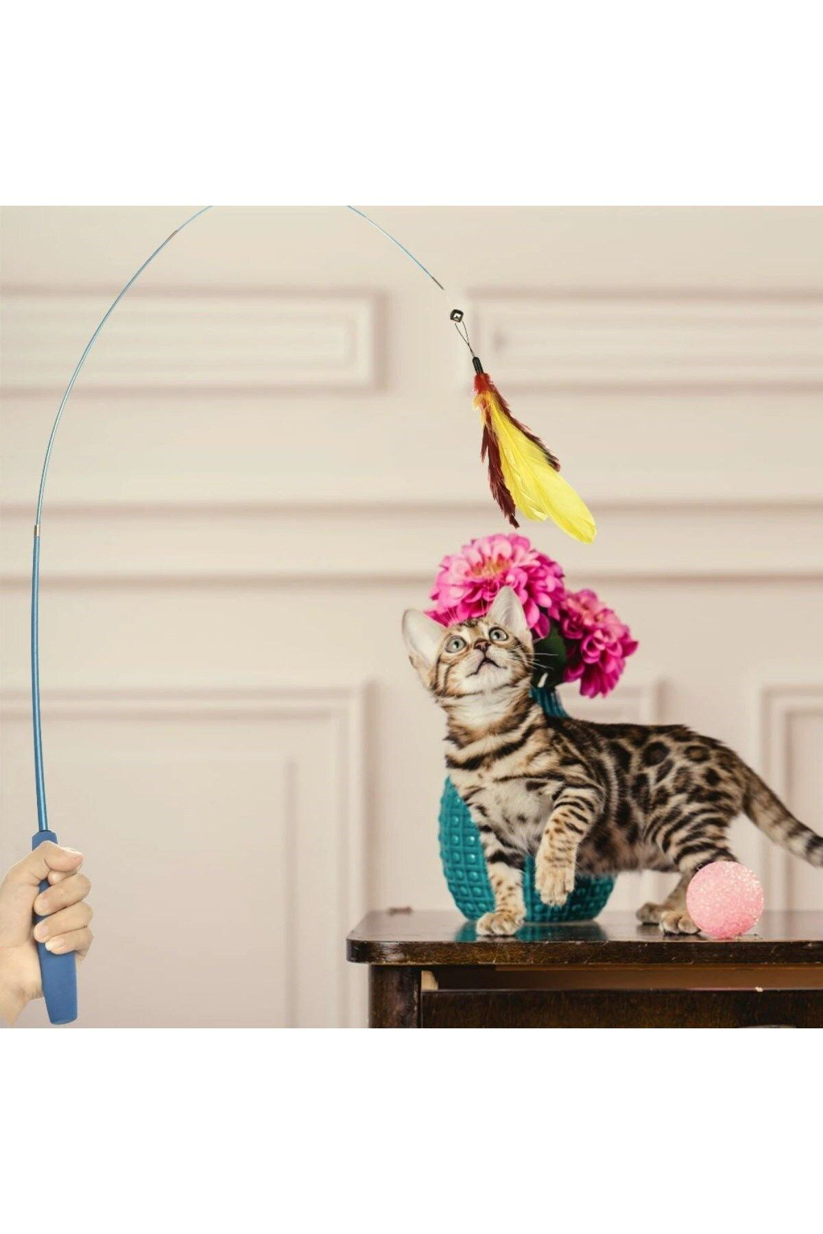 Ok Aksesuar Teleskopik Tüylü Ve Çanlı Boyu Ayarlanabilir Elastik Eğlenceli Pe