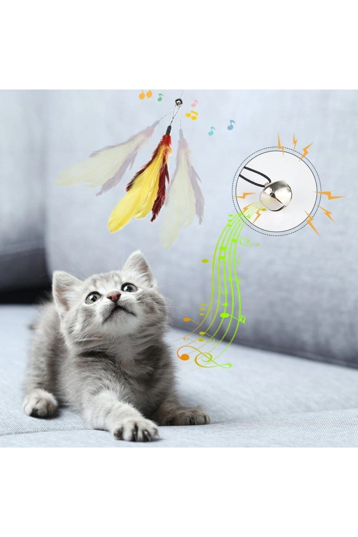 Ok Aksesuar Teleskopik Tüylü Ve Çanlı Boyu Ayarlanabilir Elastik Eğlenceli Pe