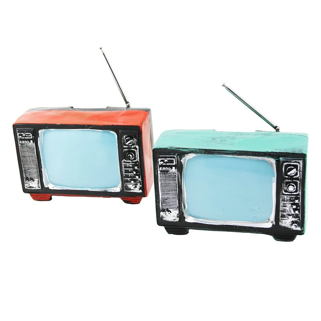 Televizon Vintage Dekoratif Biblo - Kumaraba Renkli 17x11x10.5cm 