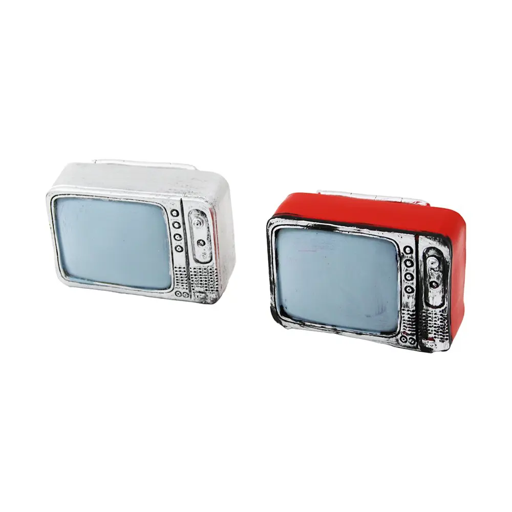 TELEVİZYON VİNTAGE DEKORATİF BİBLO - RENKLİ 9X6CM REÇİNE (4741)