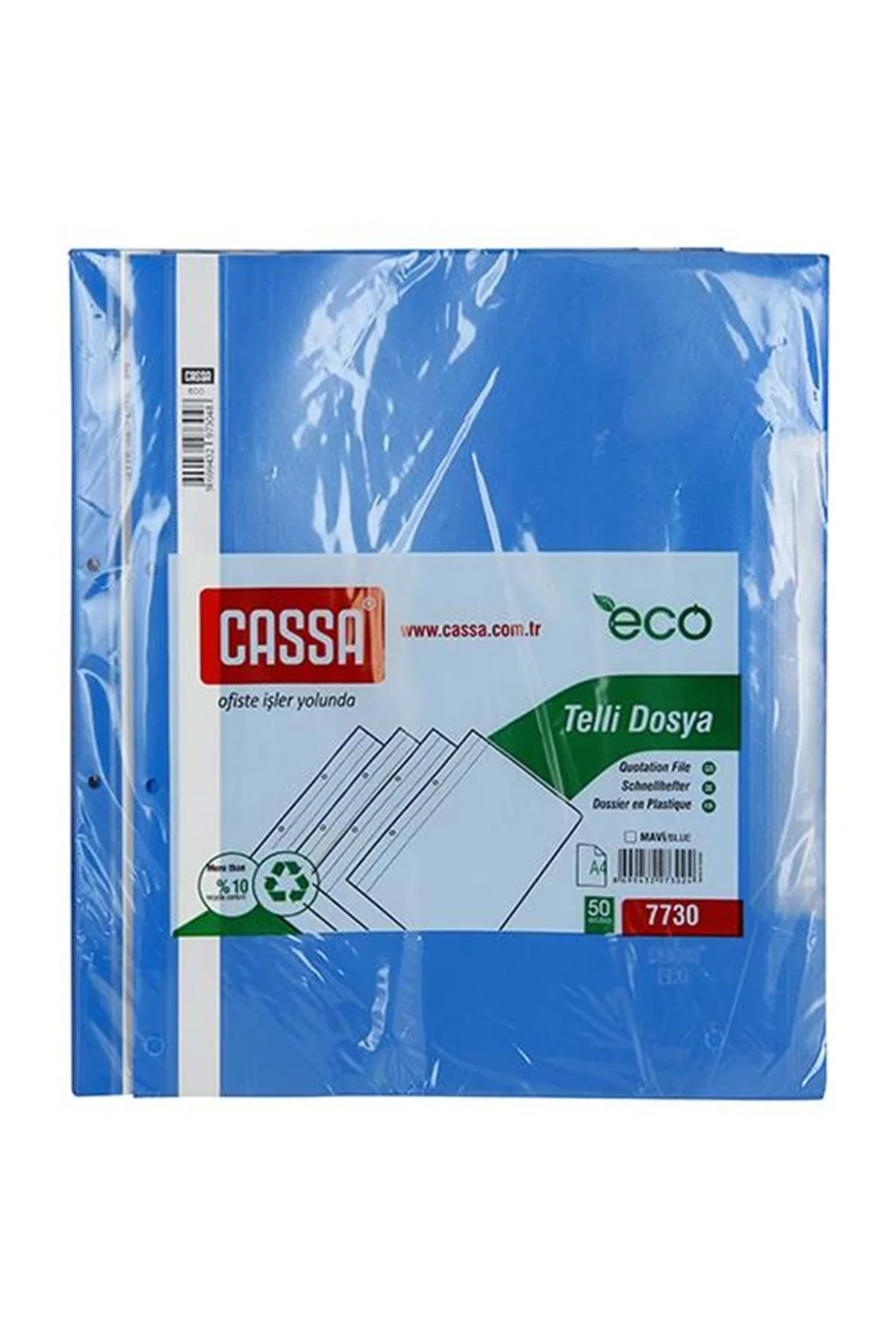 Telli Dosya Plastik Eco A4 Mavi 7730 50 Li