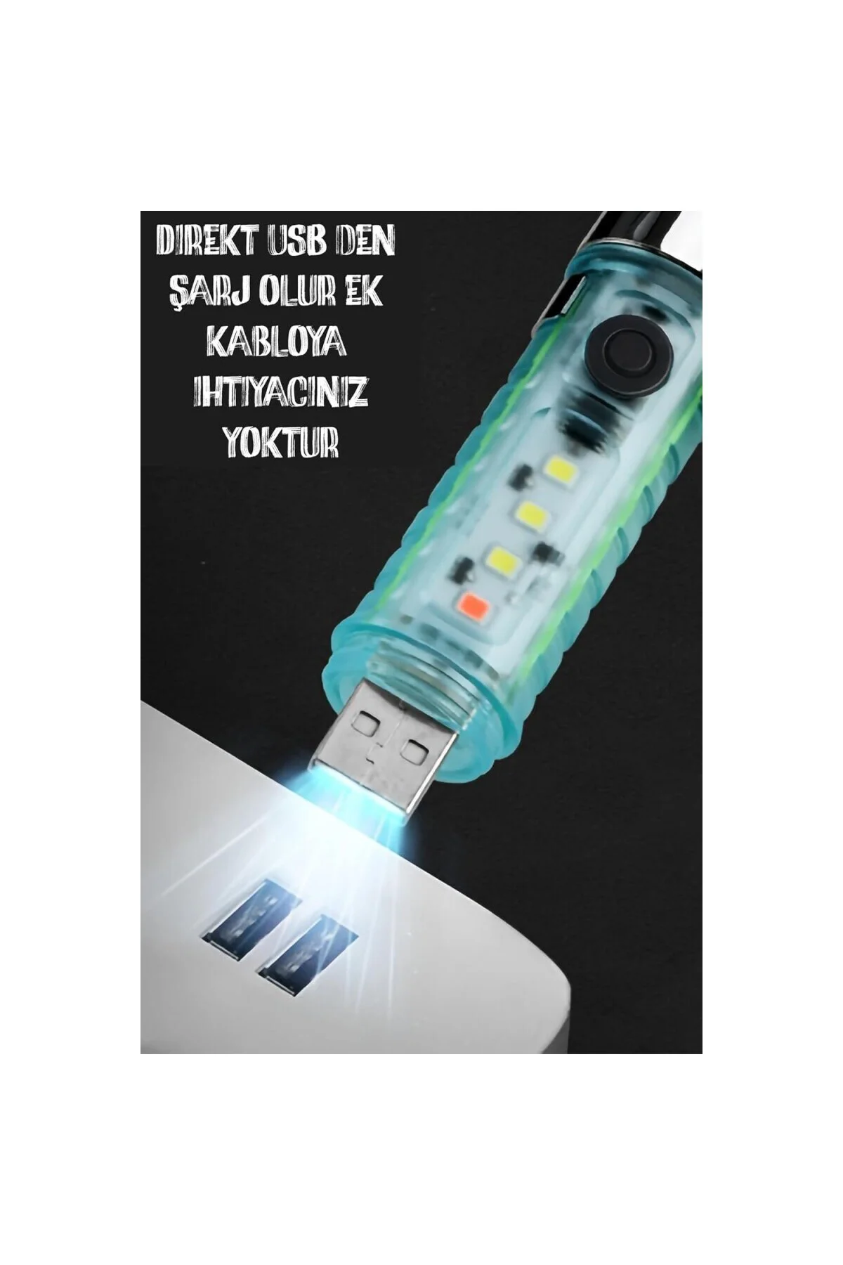 Telvesse Çakarlı Ledli Şarjlı 9 UV Işıklı SOS Acil Durum Anahtarl