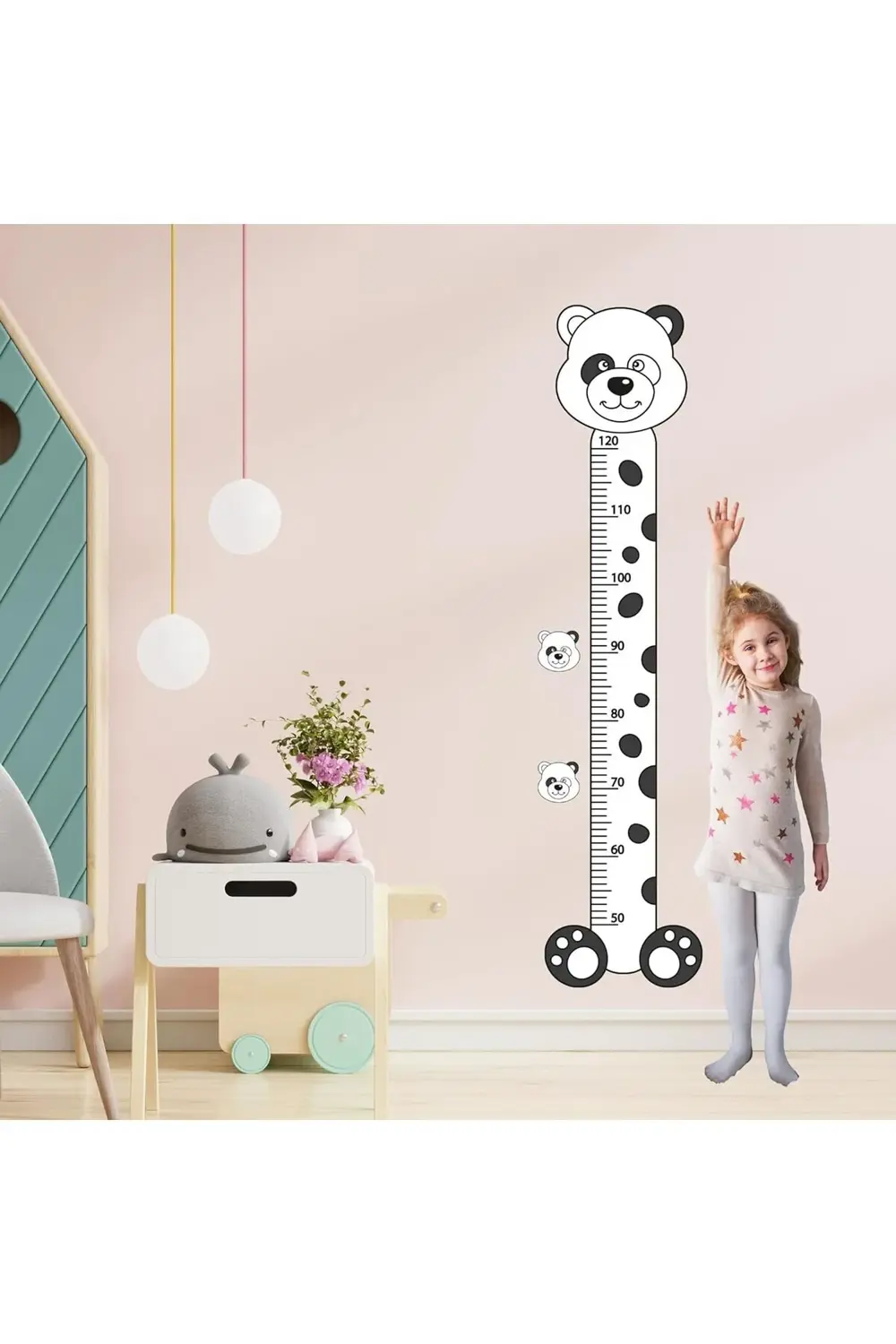 Temalı Çocuk Boy Ölçer – Siyah Beyaz Minimal Duvar Dekoru 1185222