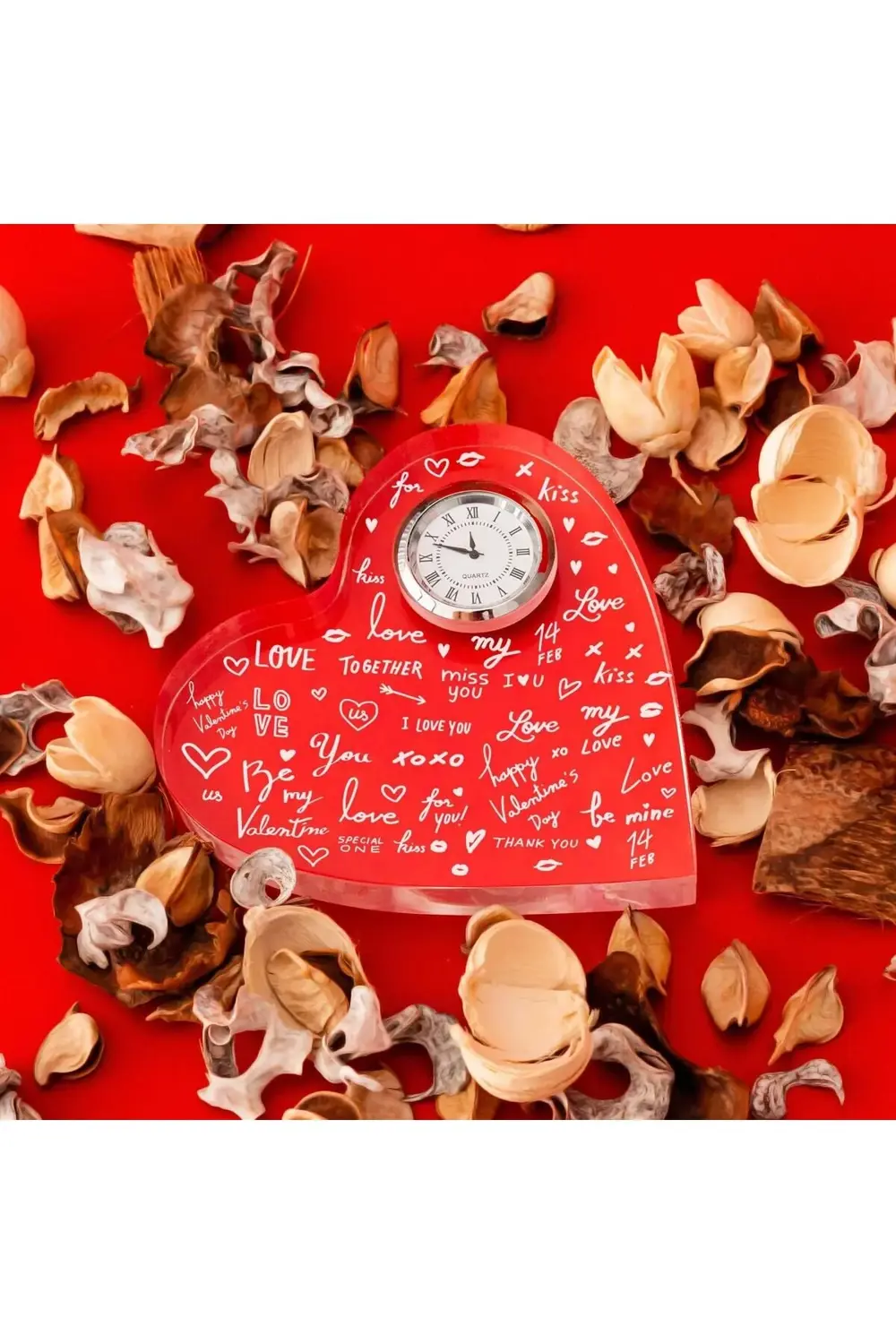 Temalı Hediye Akrilik Kalp Saat 1185222