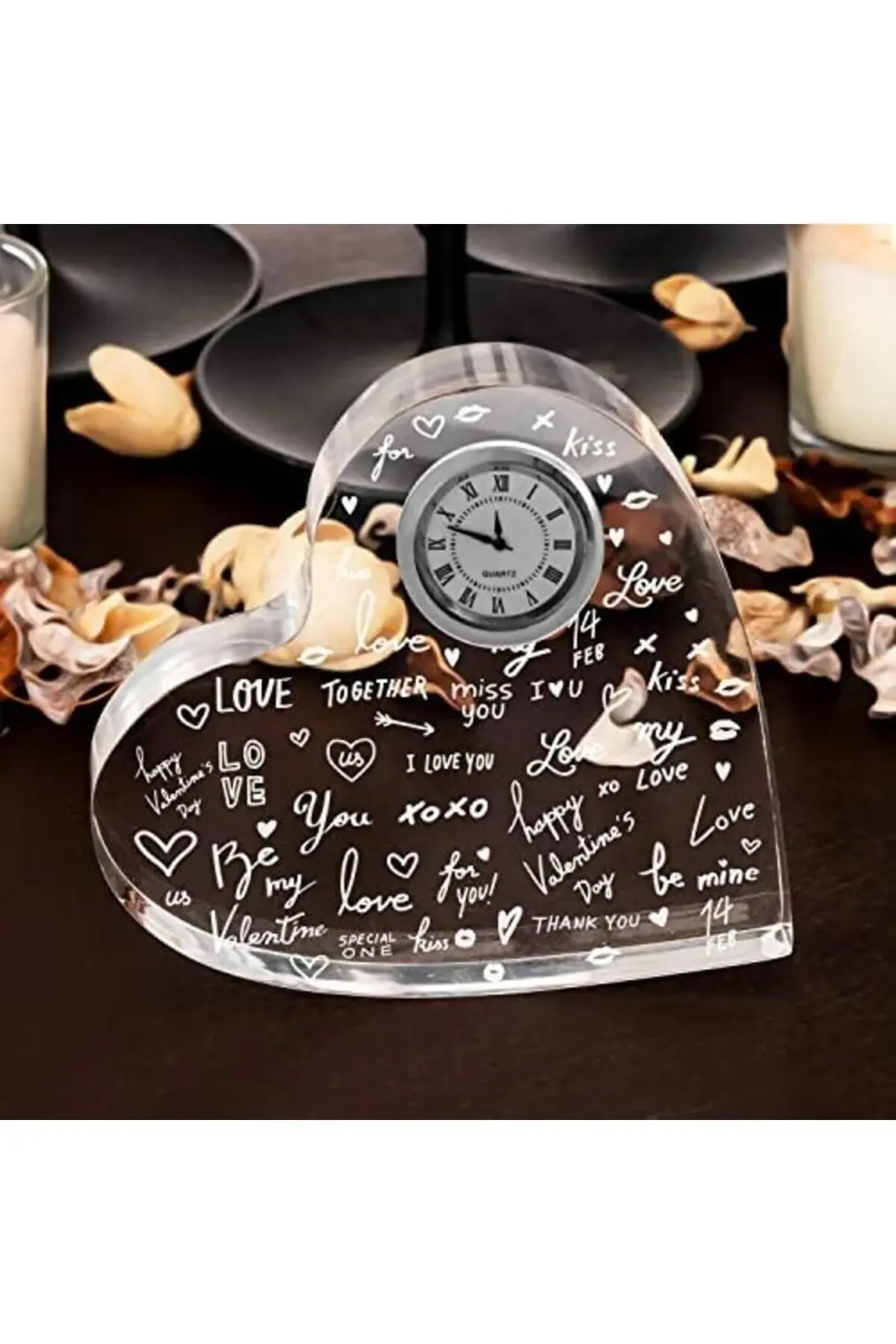 Temalı Hediye Akrilik Kalp Saat 1185222
