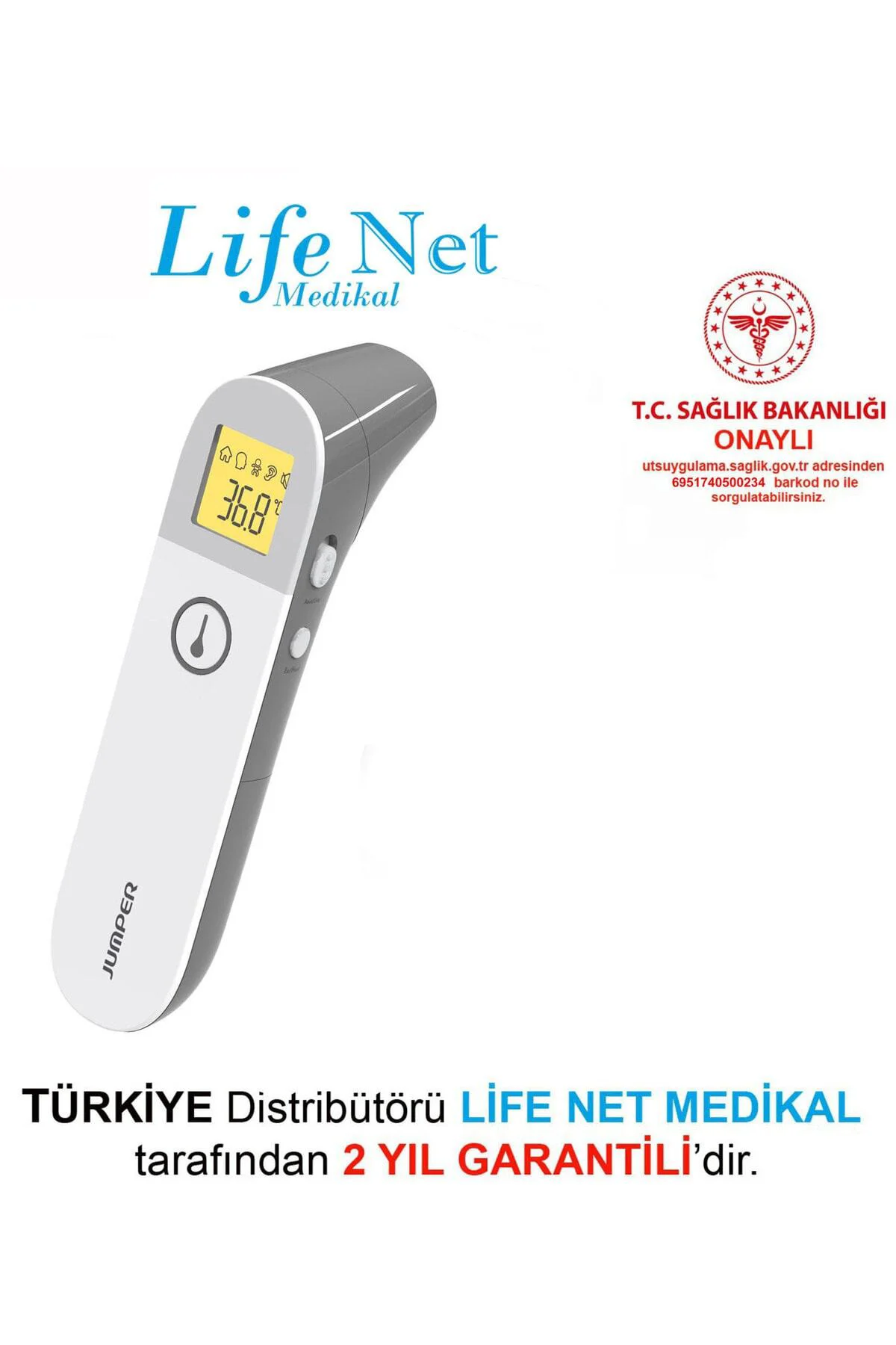 Temassız Ateş Ölçer Alından Ve Kulaktan Jpd-fr410 Beyaz-gri
