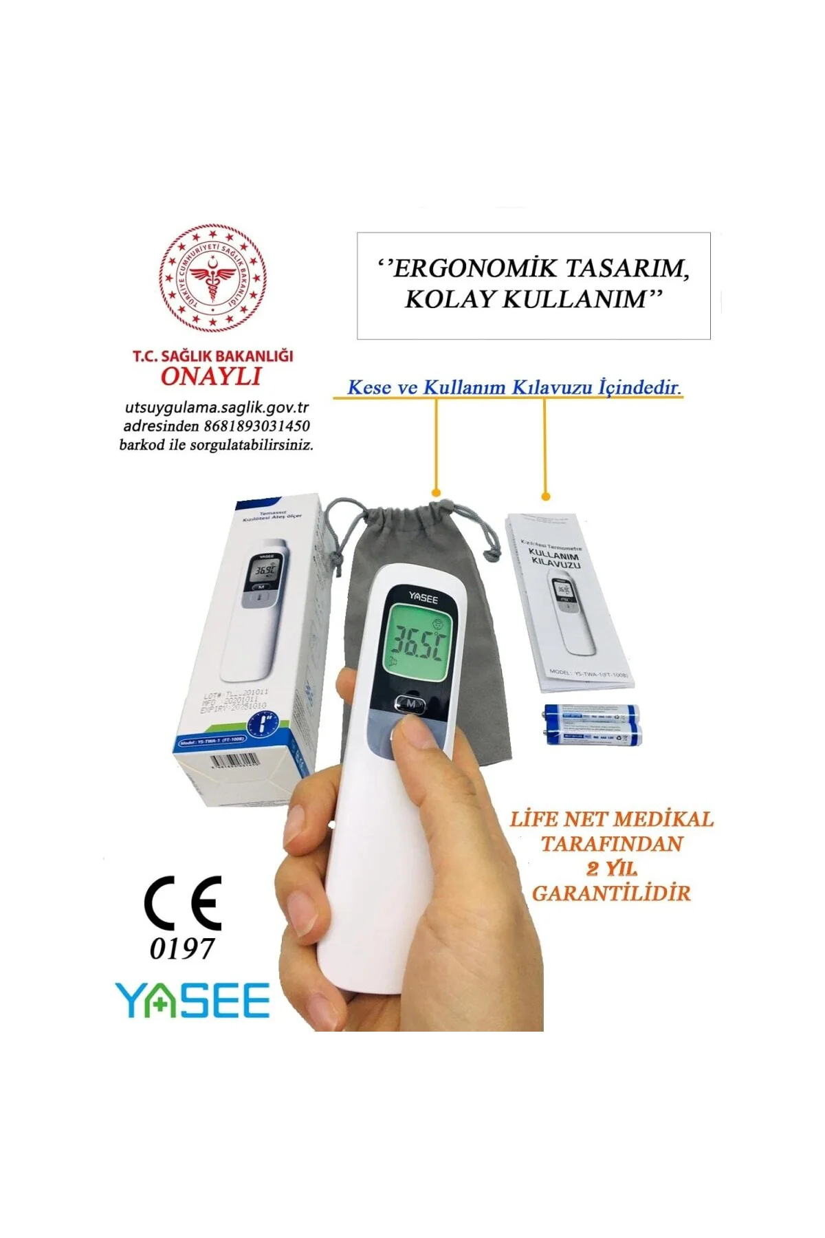 Temassız Ateş Ölçer Kızıl Ötesi Vücut Ve Alından Termometre Ft-10