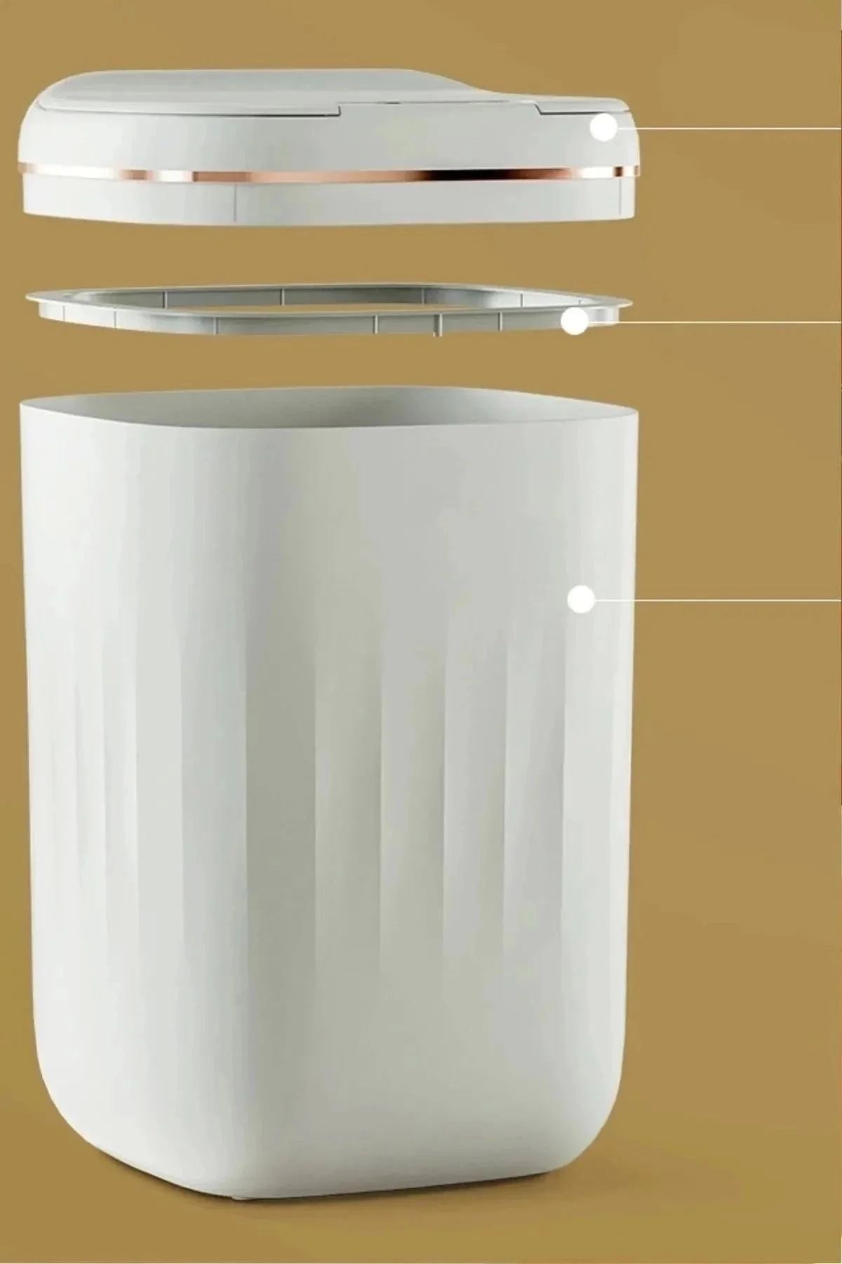 Temassız Sensörlü 20 Litre Çöp Kovası UV Işıklı Koku Geçirmez Mutfak Banyo Kullanımı