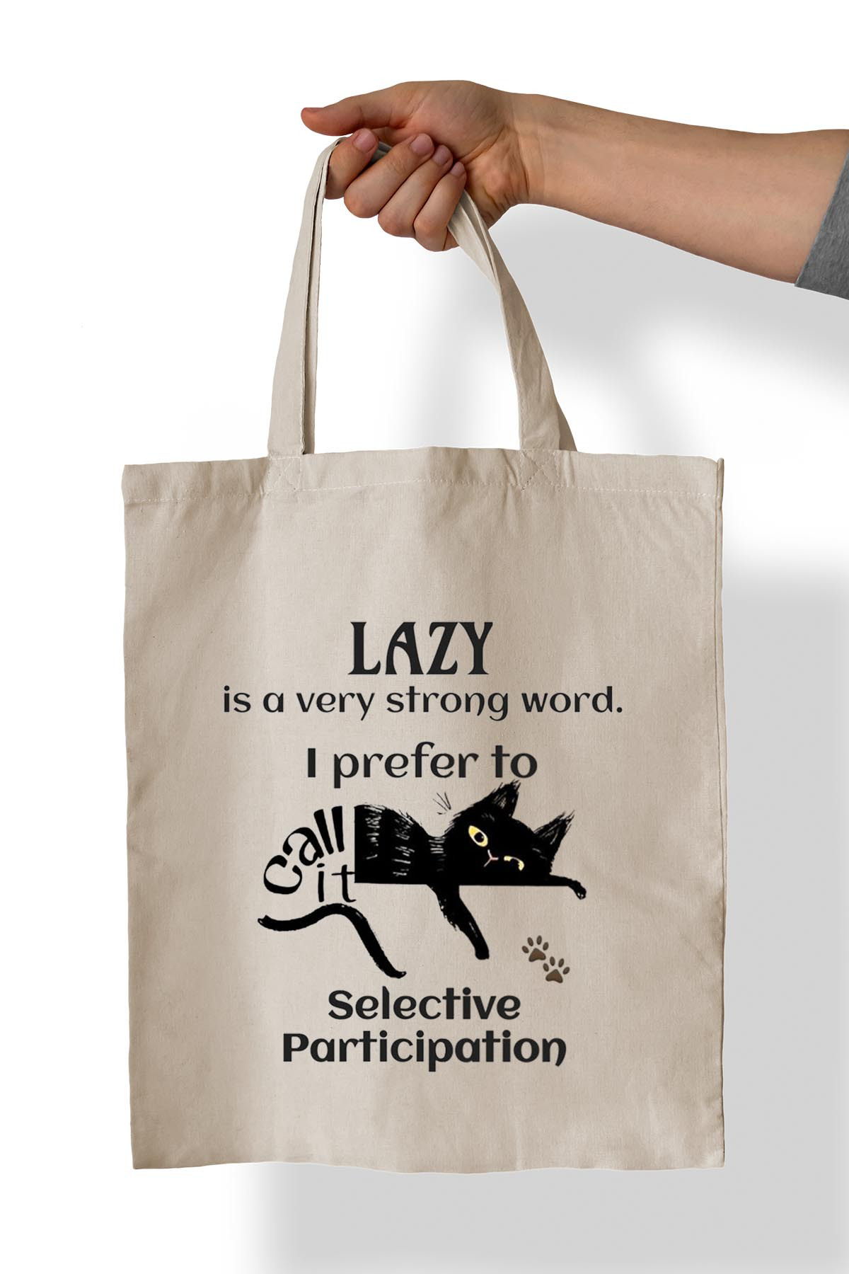 Remonz Tembel Kedi Baskili %100 Pamuk 35X38 Cm Bez Çanta